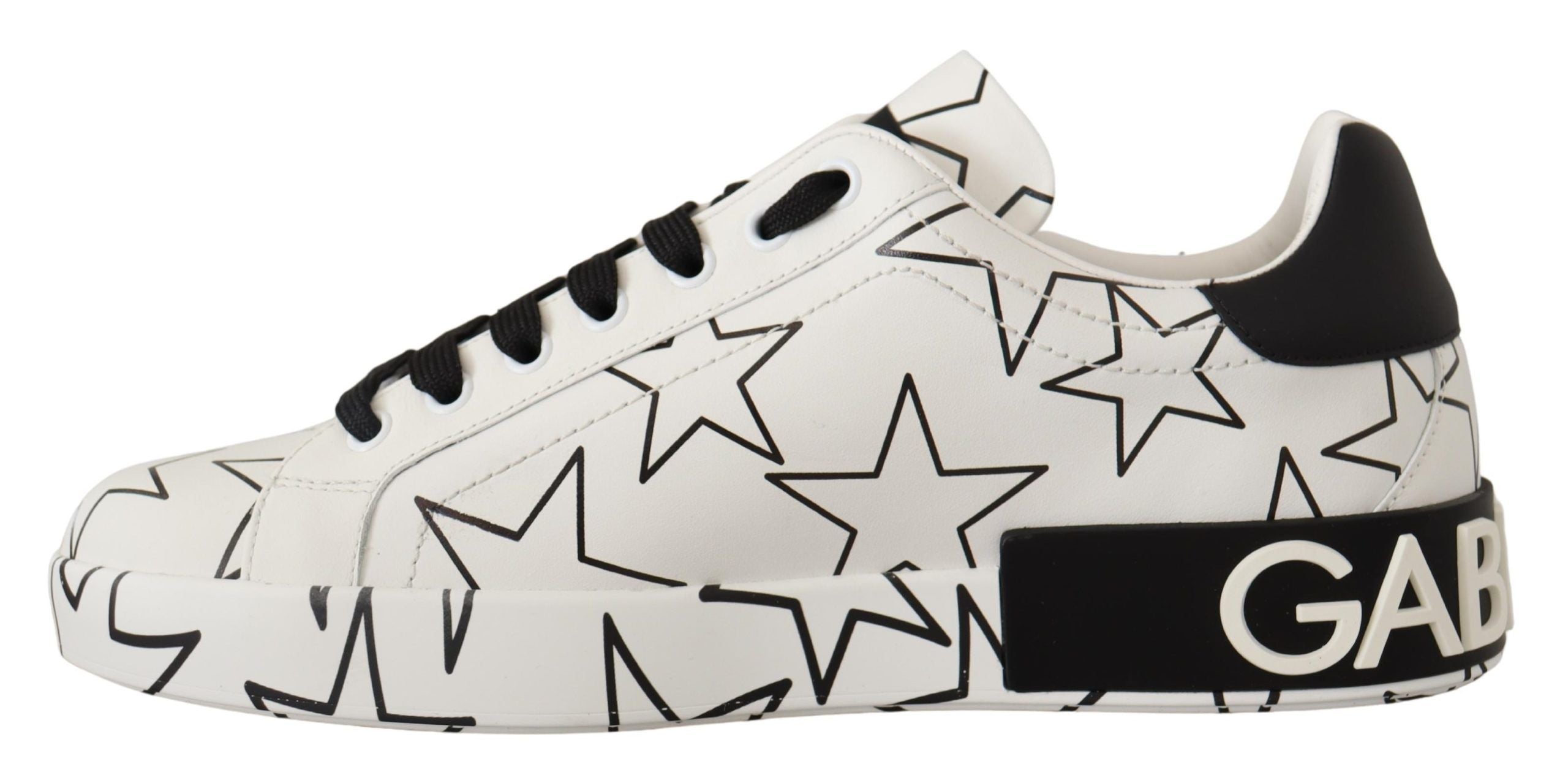Dolce & Gabbana White Leather Stars Low Top Sneakers Shoes - DEA STILOSA MILANO