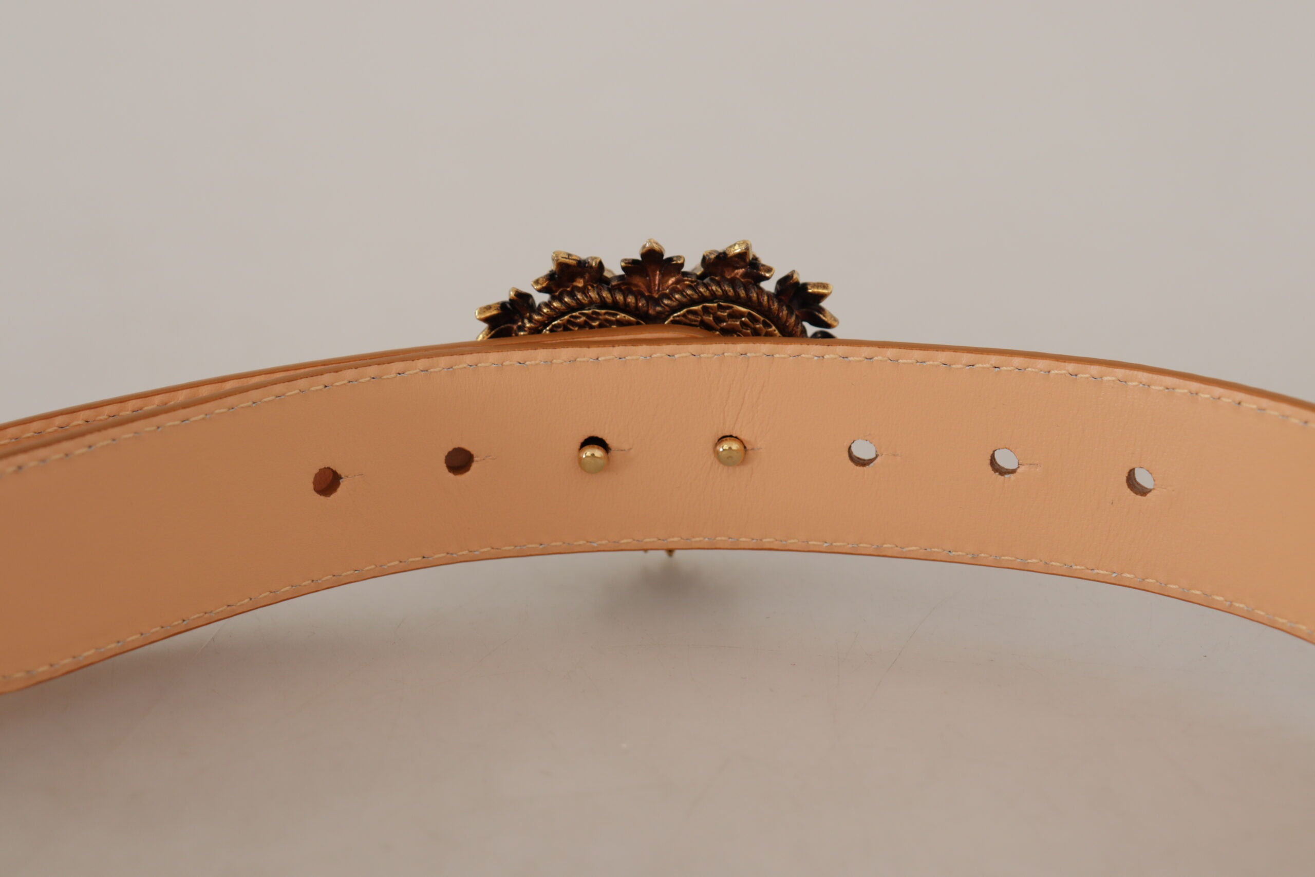 Dolce & Gabbana Beige Croc Pattern DEVOTION Heart DG Waist Buckle Belt - DEA STILOSA MILANO