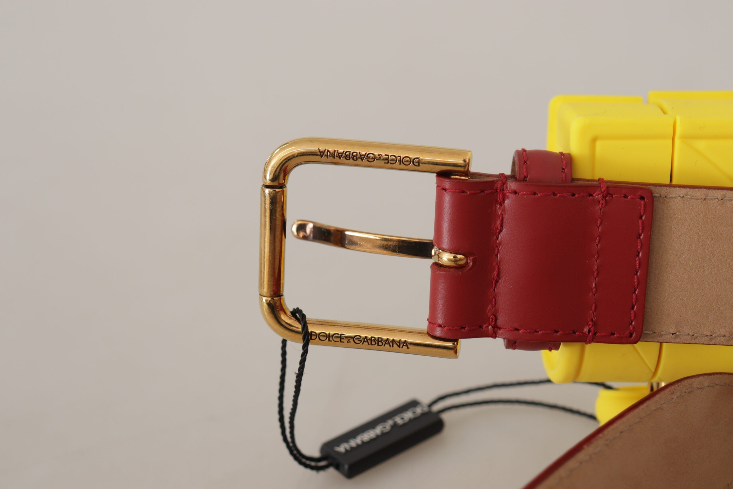 Dolce & Gabbana Red Leather Yellow DEVOTION Heart Bag Buckle Belt - DEA STILOSA MILANO
