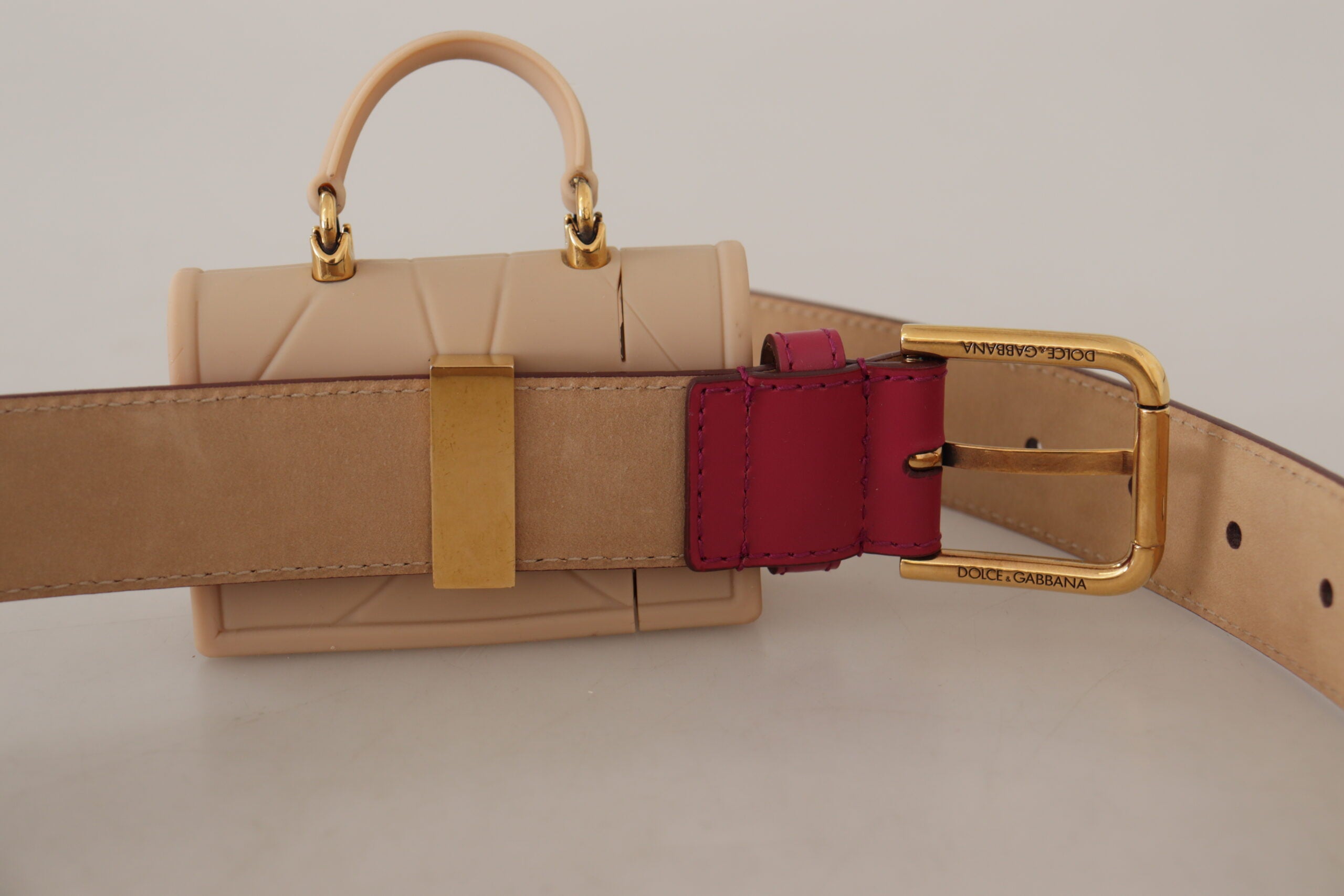 Dolce & Gabbana Pink Leather Devotion Heart Micro Bag Headphones Belt - DEA STILOSA MILANO