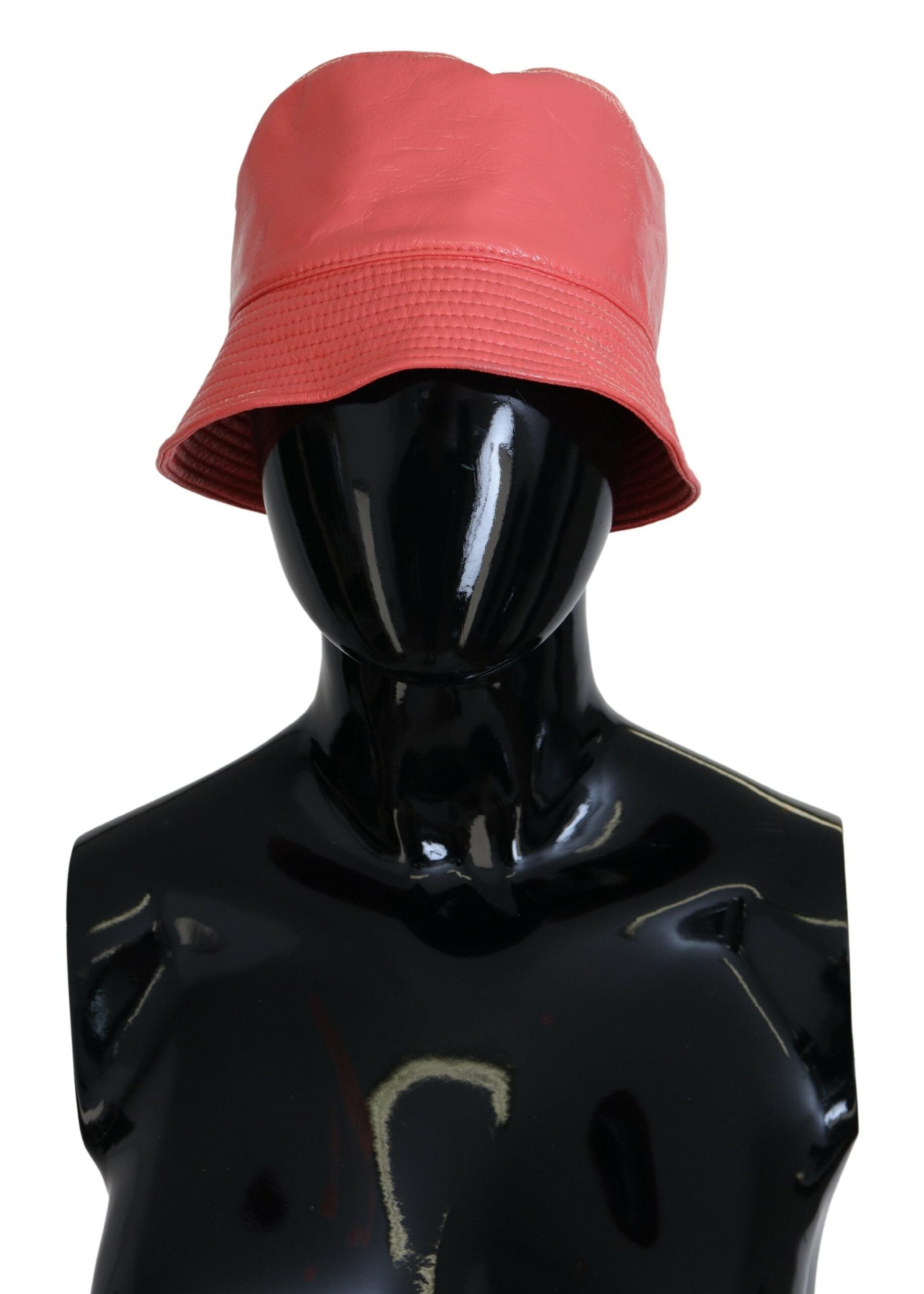 Dolce & Gabbana Peach Quilted Faux Leather Women Bucket Cap Hat - DEA STILOSA MILANO