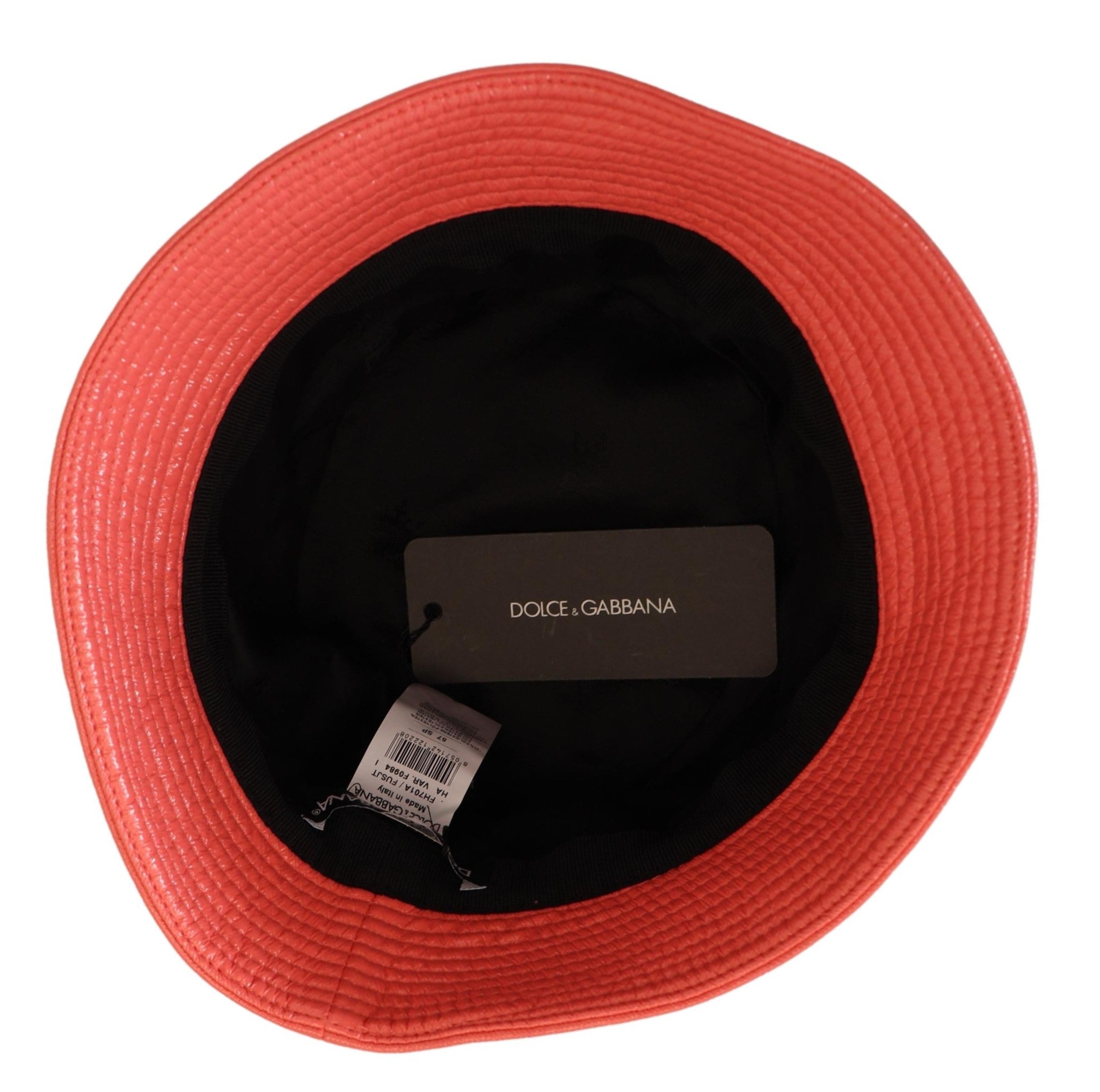 Dolce & Gabbana Peach Quilted Faux Leather Women Bucket Cap Hat - DEA STILOSA MILANO