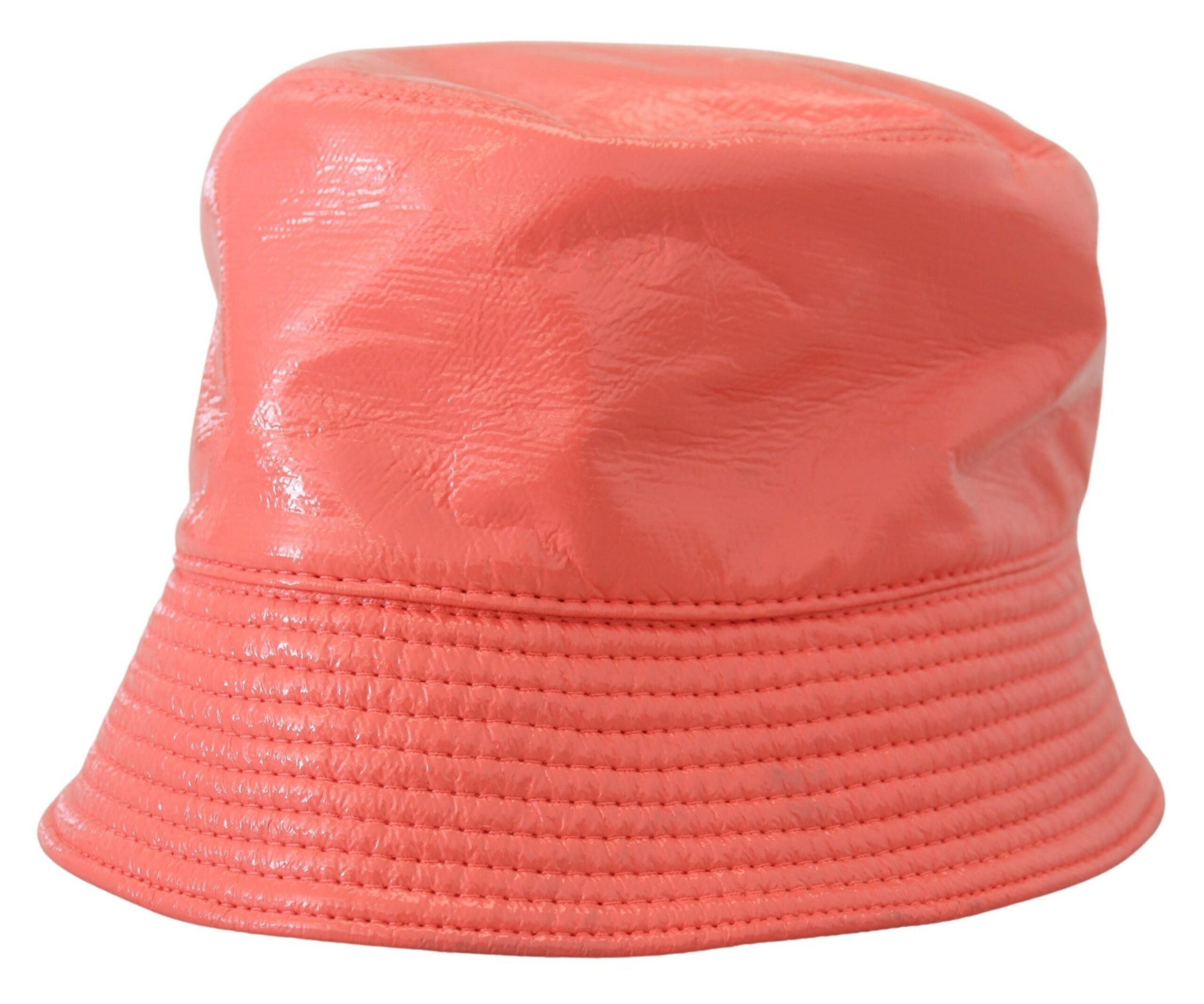 Dolce & Gabbana Peach Quilted Faux Leather Women Bucket Cap Hat - DEA STILOSA MILANO