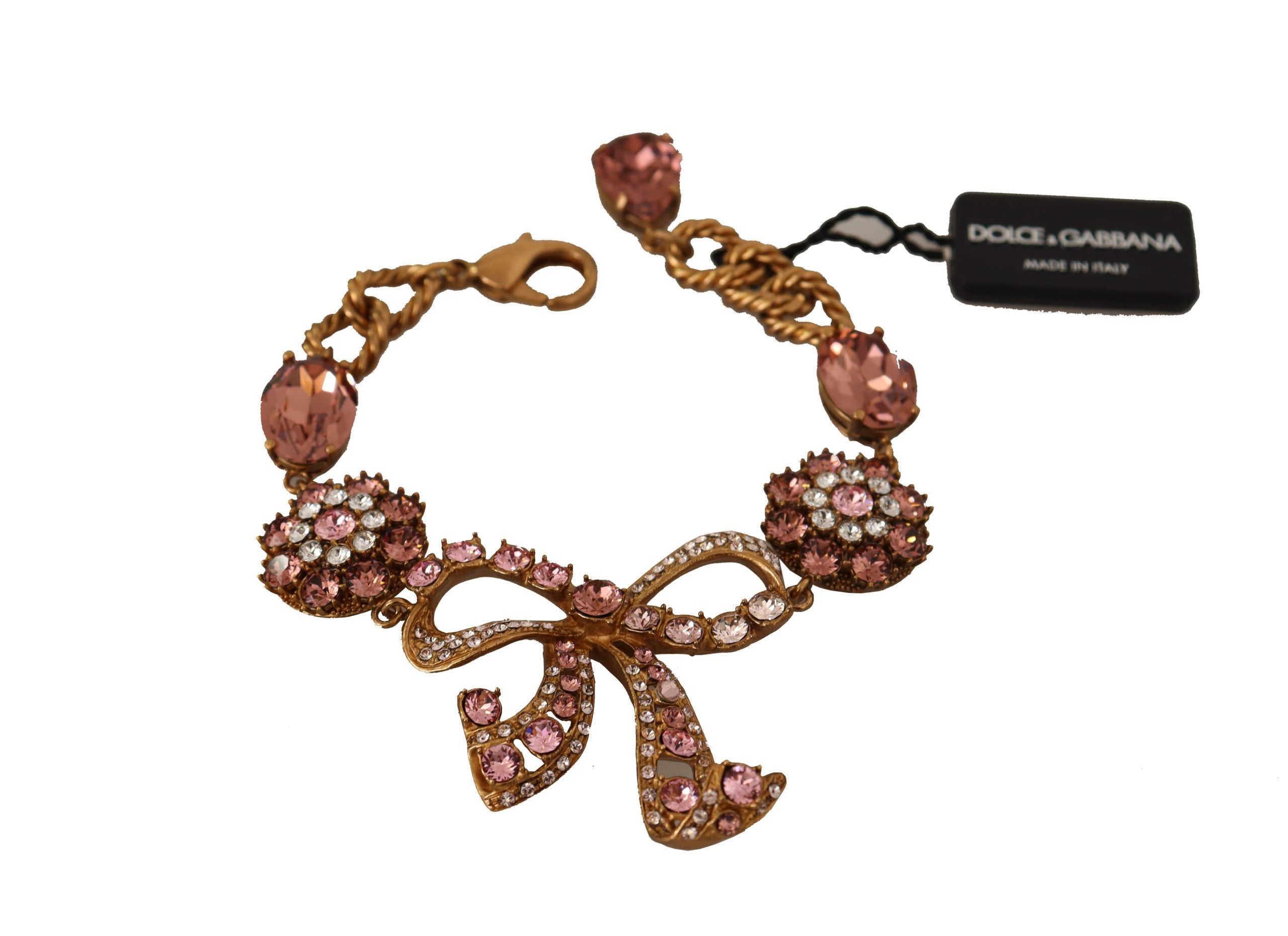 Dolce & Gabbana Gold Brass Chain Baroque Crystal Embellished Bracelet - DEA STILOSA MILANO