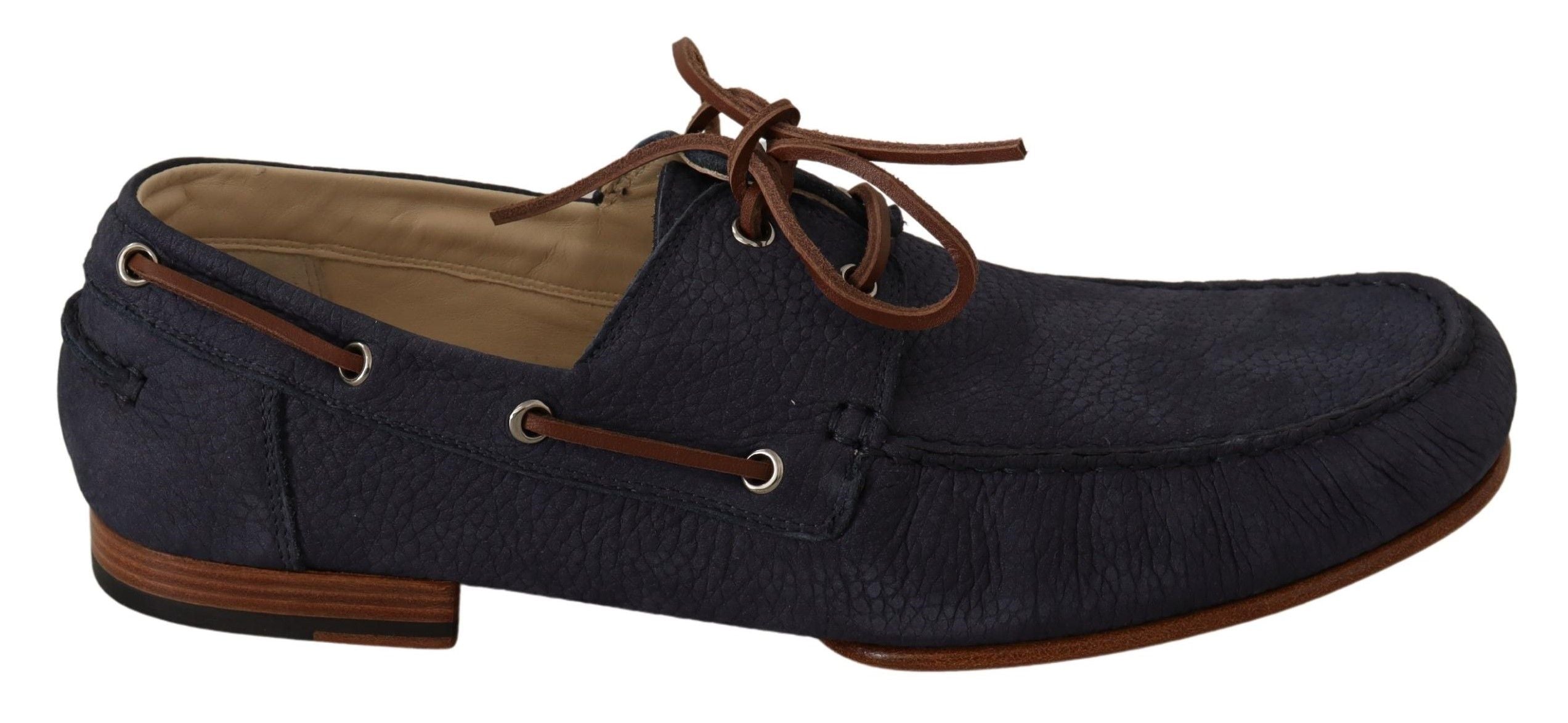 Dolce & Gabbana Blue Leather Lace Up Men Casual Boat Shoes - DEA STILOSA MILANO