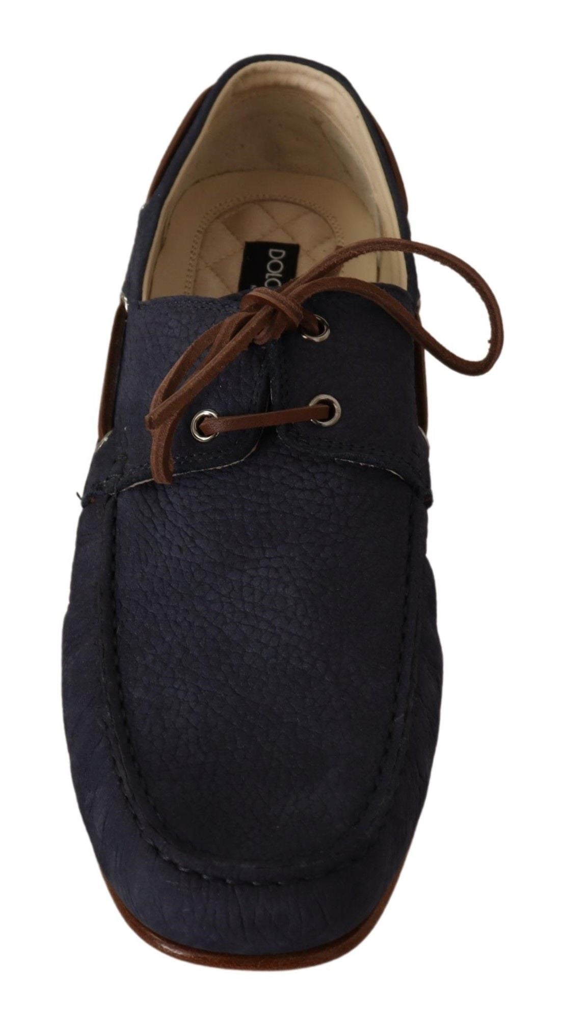 Dolce & Gabbana Blue Leather Lace Up Men Casual Boat Shoes - DEA STILOSA MILANO
