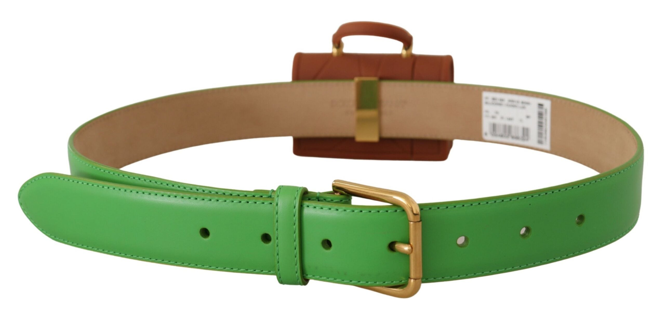 Dolce & Gabbana Green Leather Devotion Heart Micro Bag Headphones Belt - DEA STILOSA MILANO