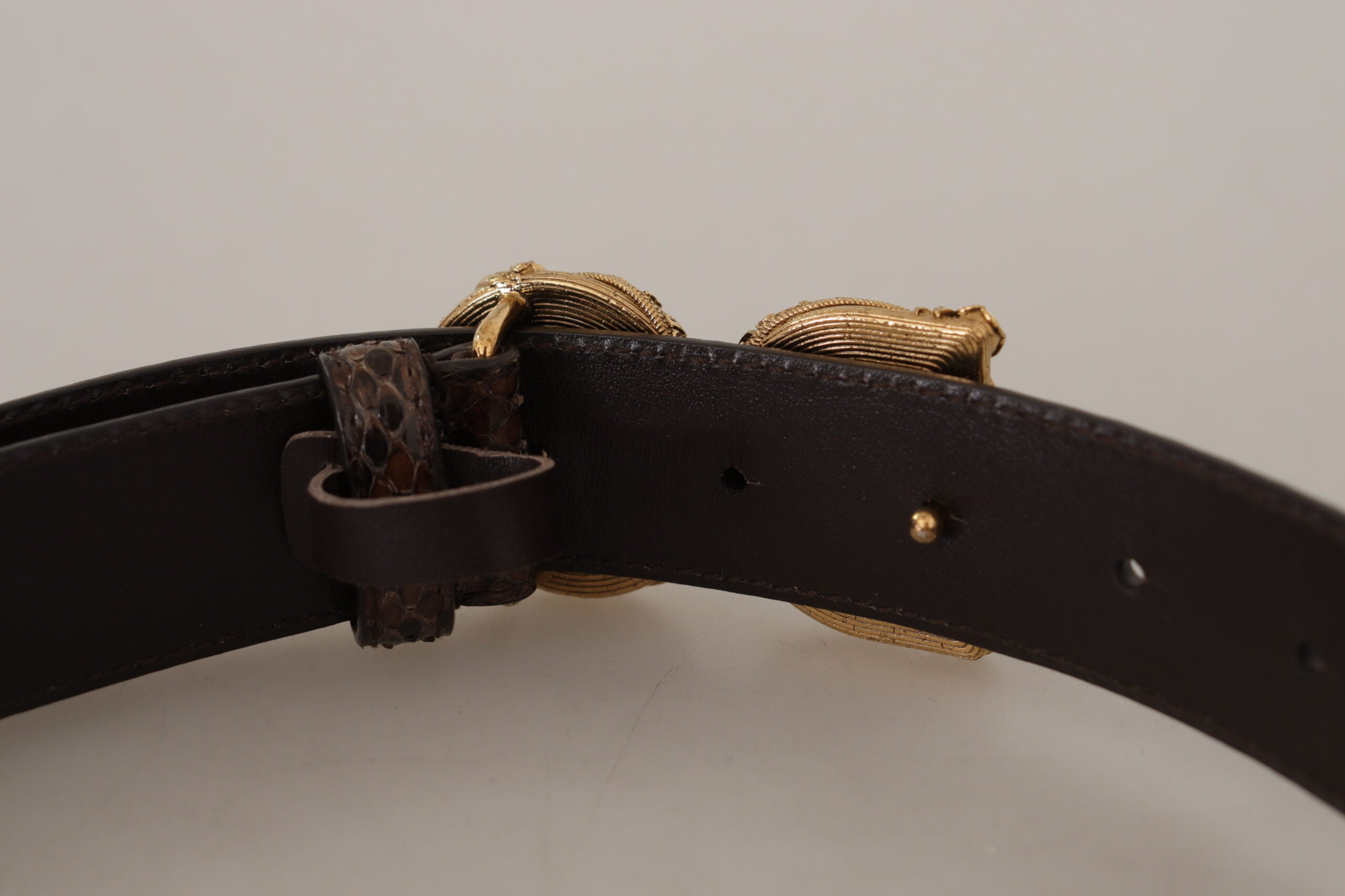 Dolce & Gabbana Brown Amore Animal Print Exotic Leather Logo Buckle Belt - DEA STILOSA MILANO