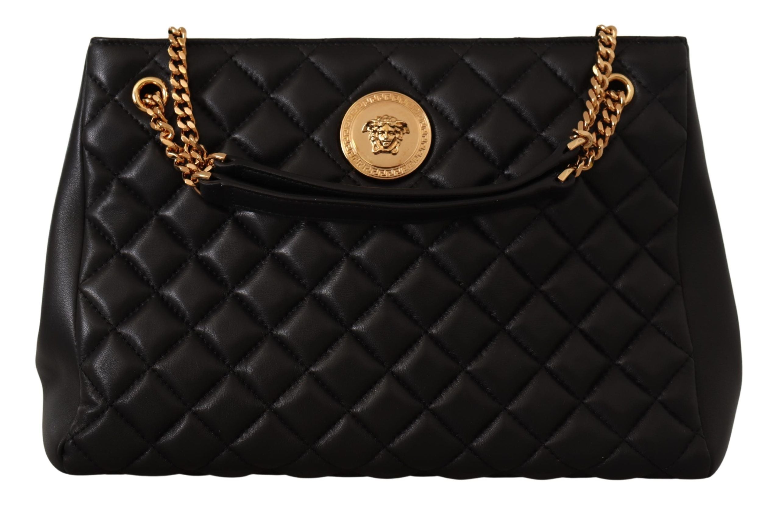 Versace Black Nappa Leather Medusa Large Tote Bag - DEA STILOSA MILANO