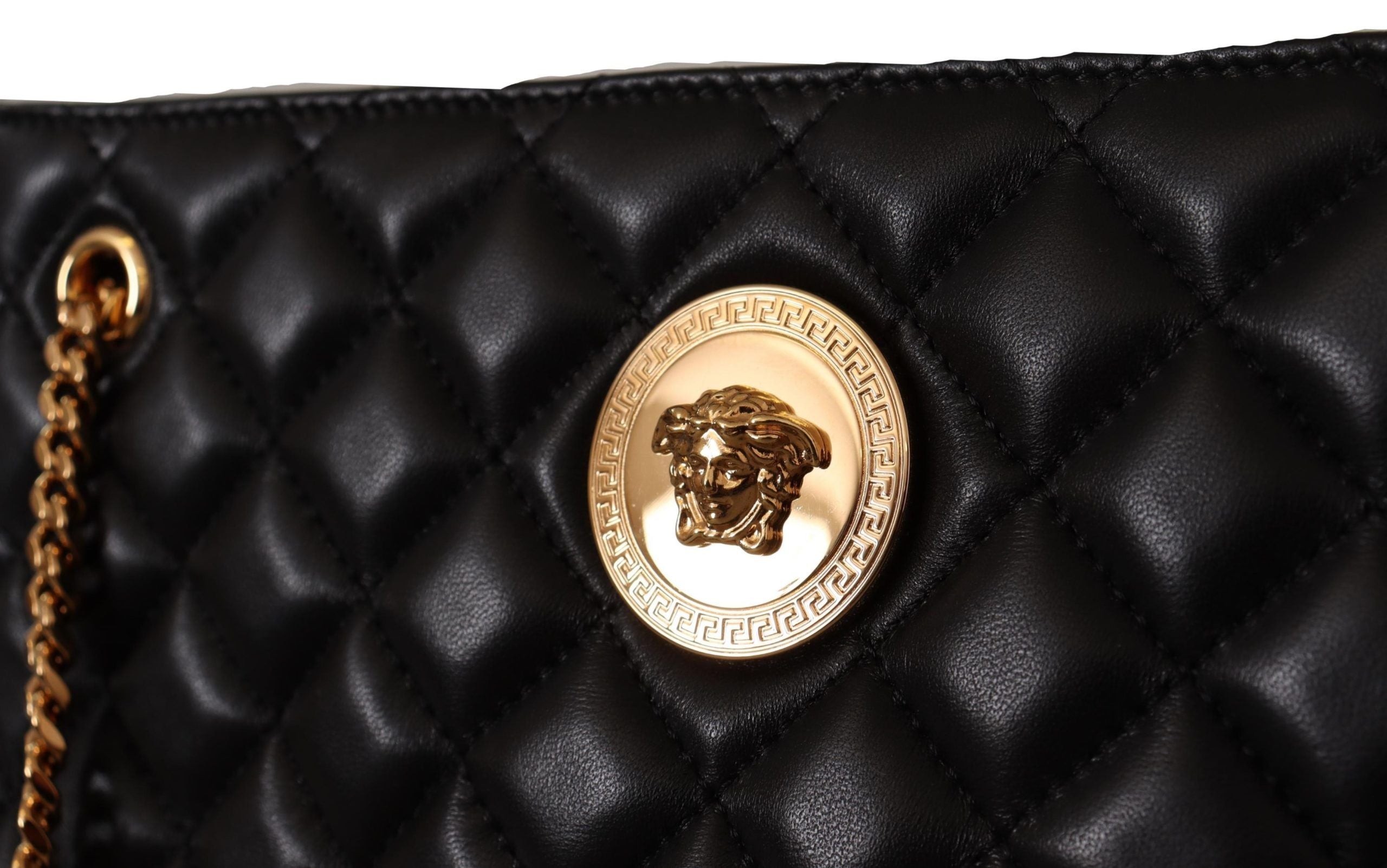 Versace Black Nappa Leather Medusa Large Tote Bag - DEA STILOSA MILANO