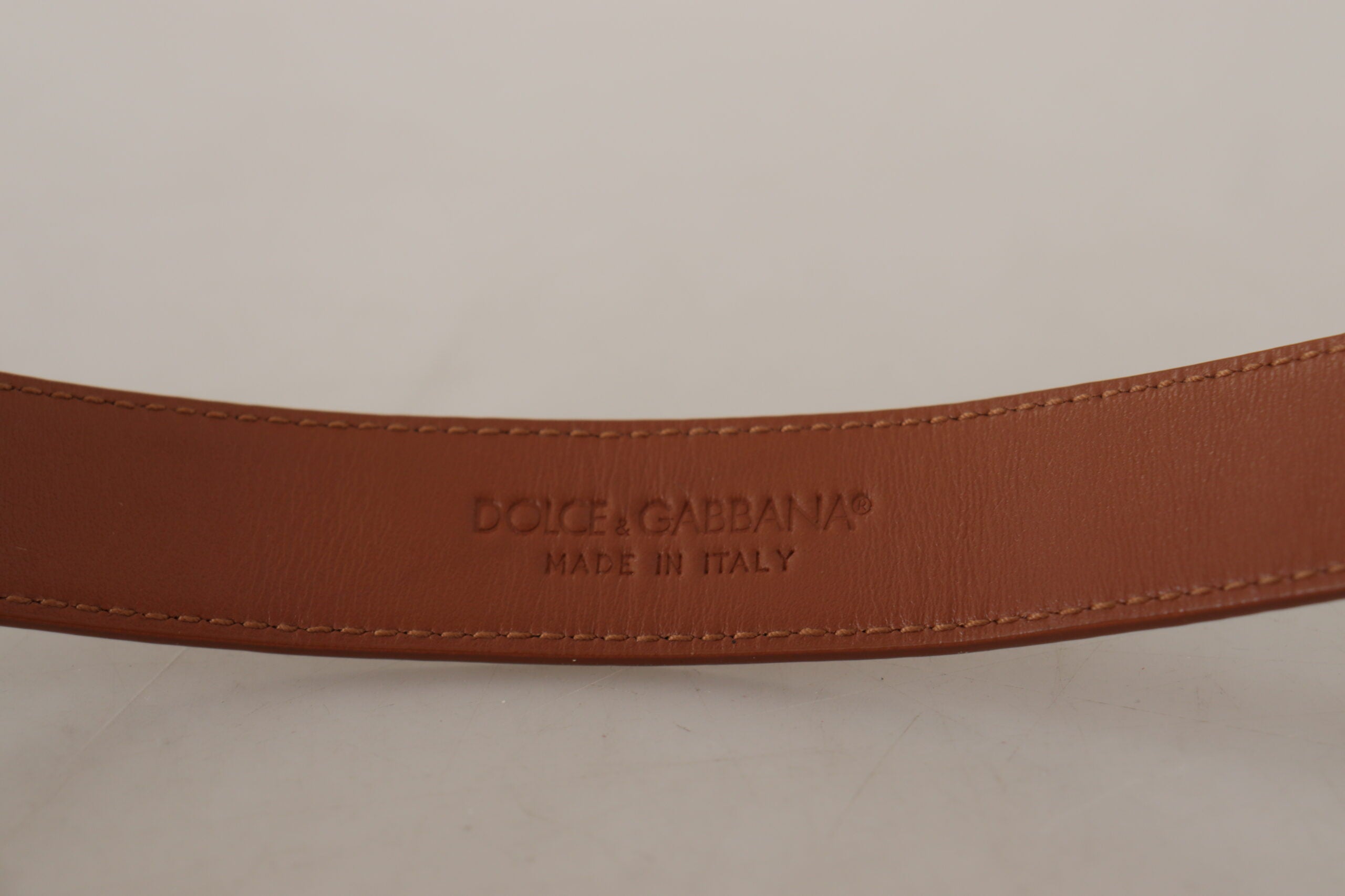 Dolce & Gabbana Brown Leather Baroque Gold DG Logo Waist Buckle Belt - DEA STILOSA MILANO