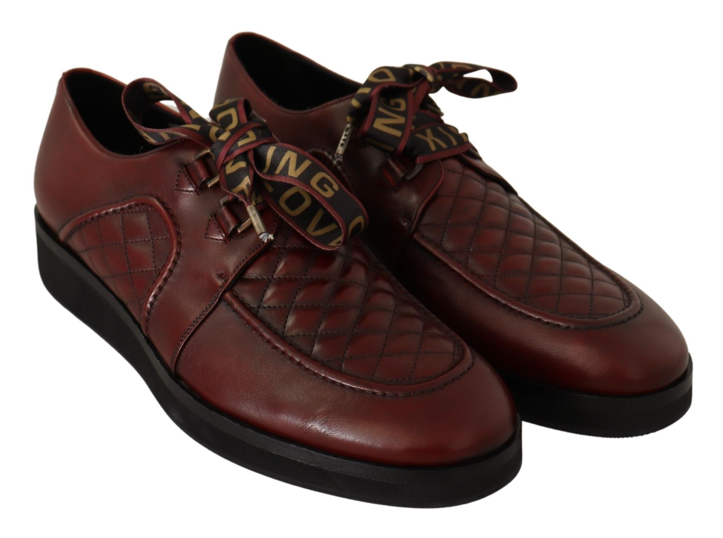 Dolce & Gabbana Red Leather Lace Up Dress Formal Shoes - DEA STILOSA MILANO