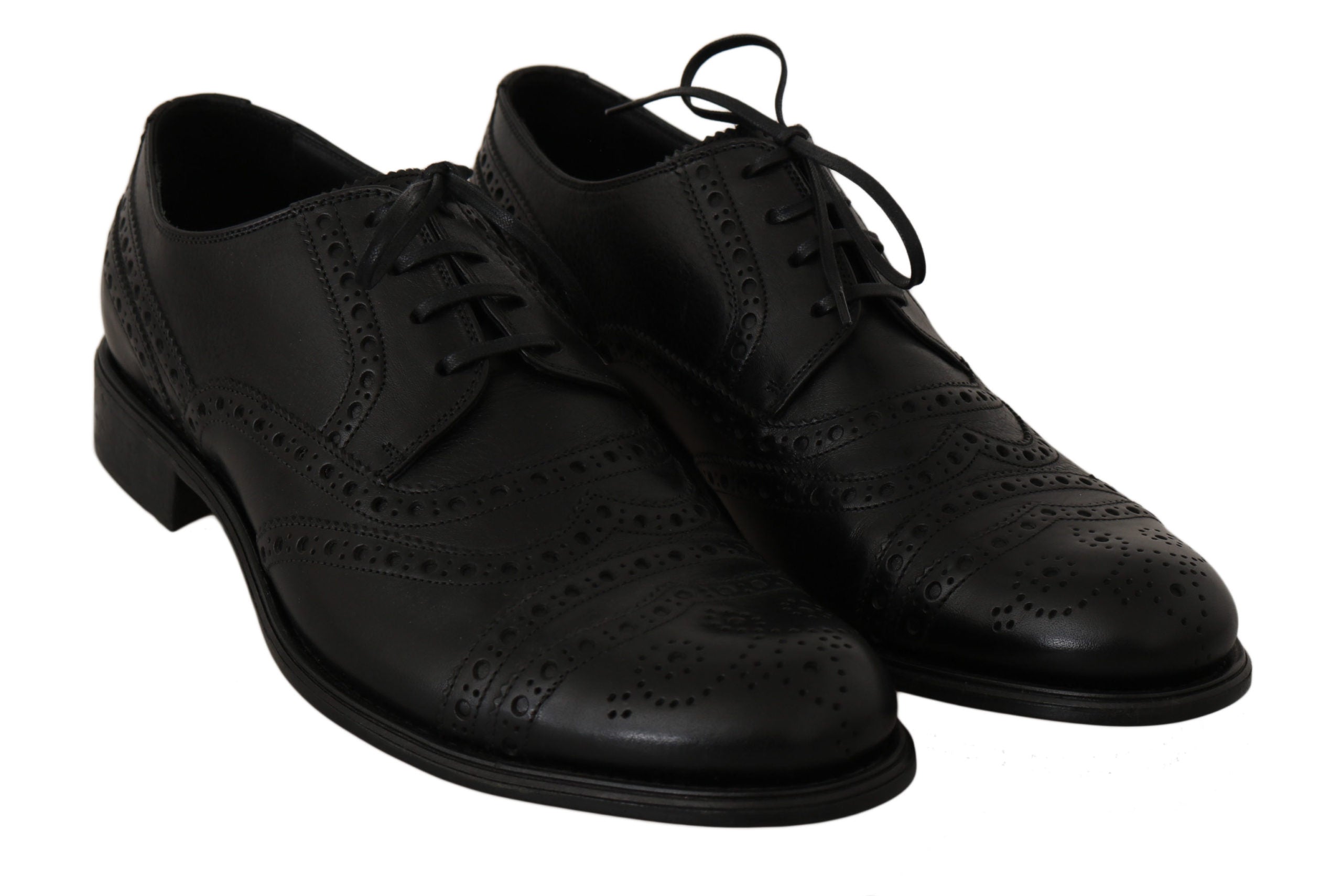 Dolce & Gabbana Black Leather Wingtip Oxford Dress Shoes - DEA STILOSA MILANO