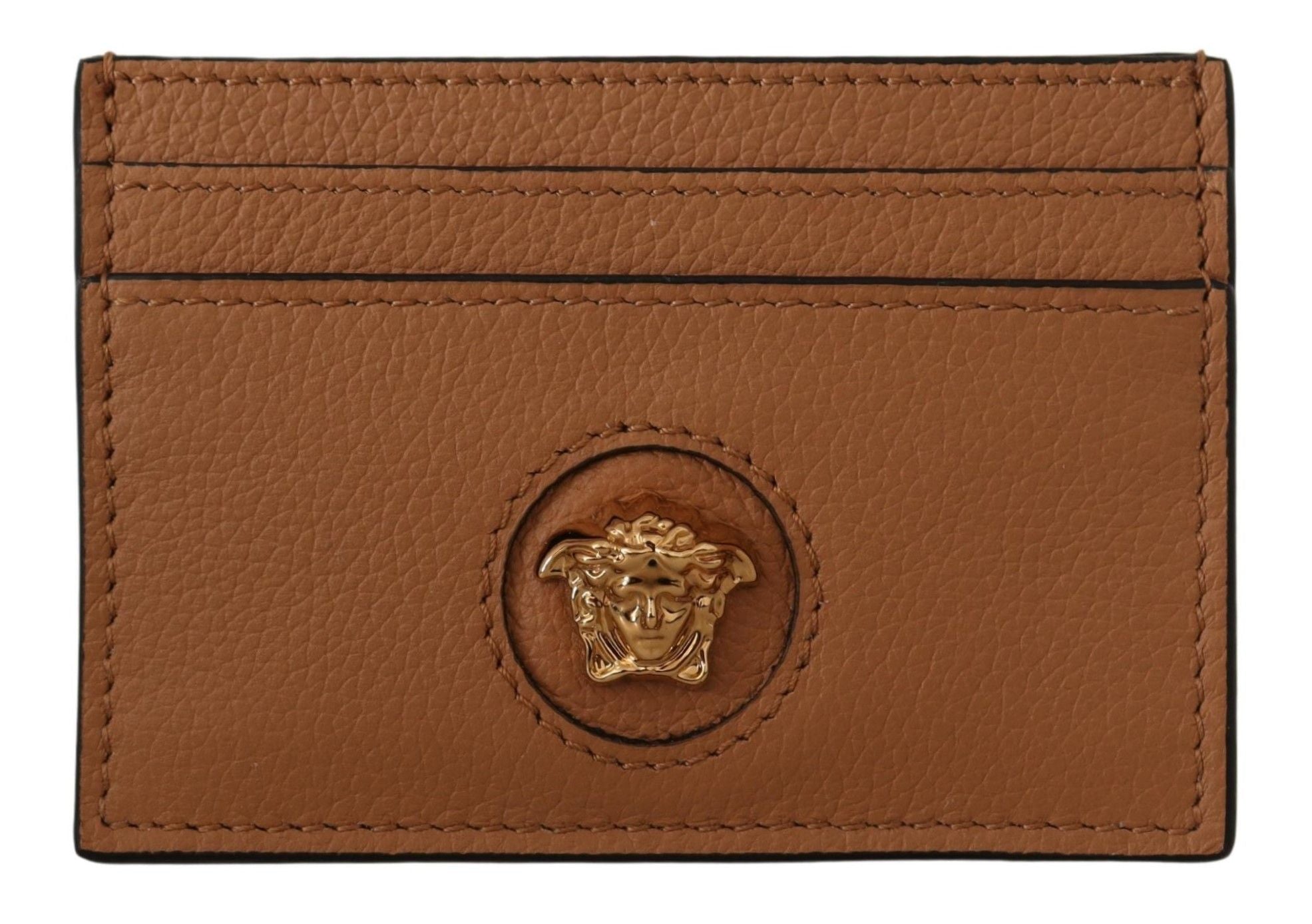 Versace Brown Calf Leather Card Holder Wallet - DEA STILOSA MILANO