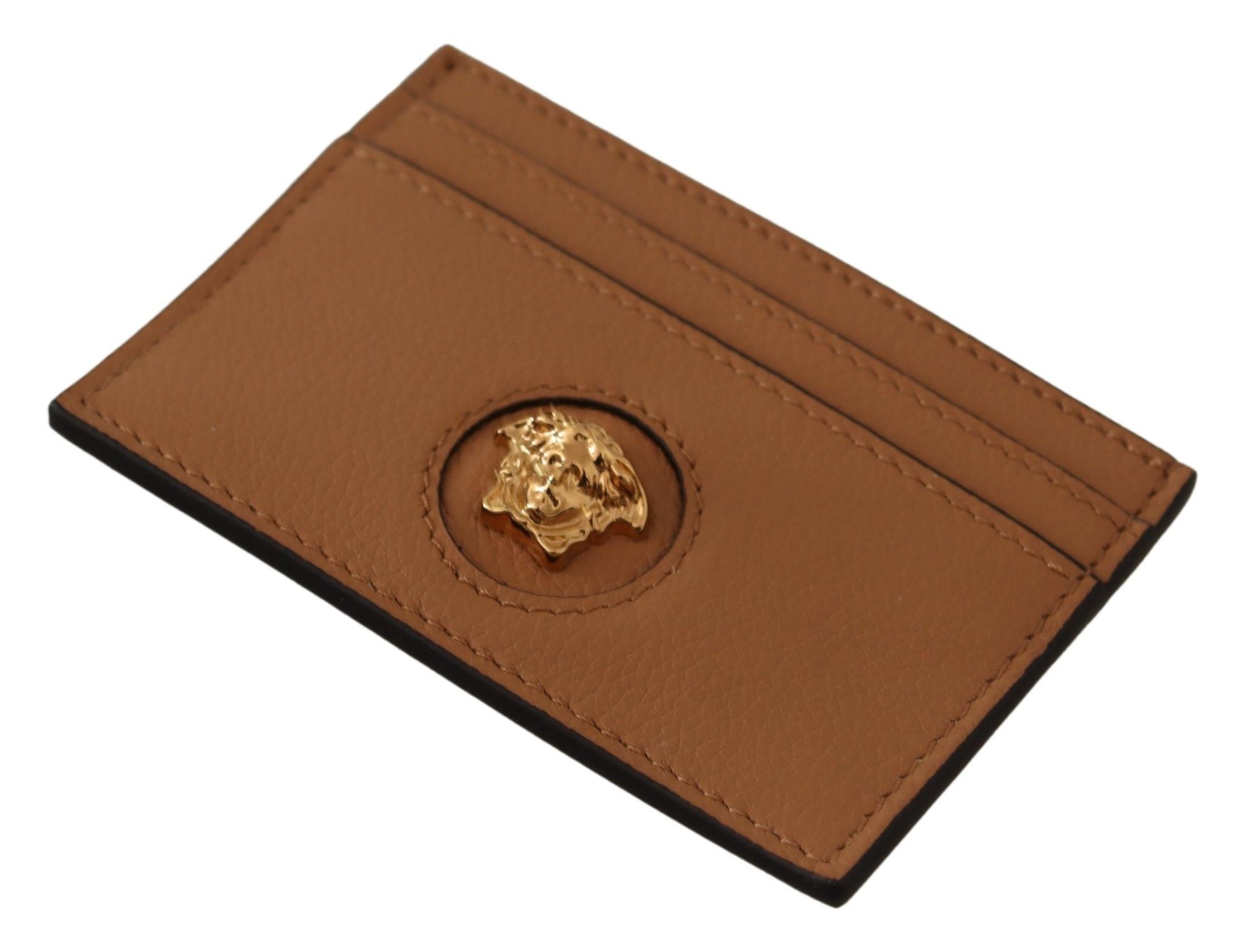 Versace Brown Calf Leather Card Holder Wallet - DEA STILOSA MILANO