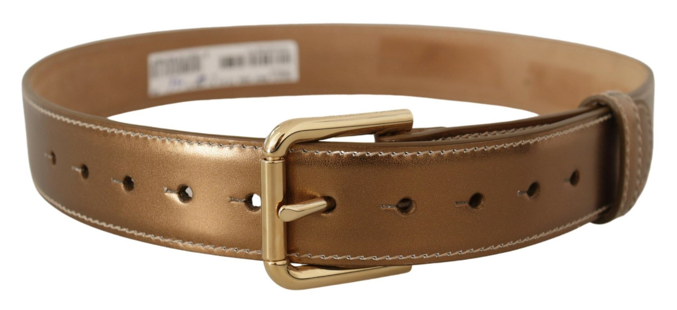 Dolce & Gabbana Bronze Calf Leather Gold Logo Waist Buckle Belt - DEA STILOSA MILANO