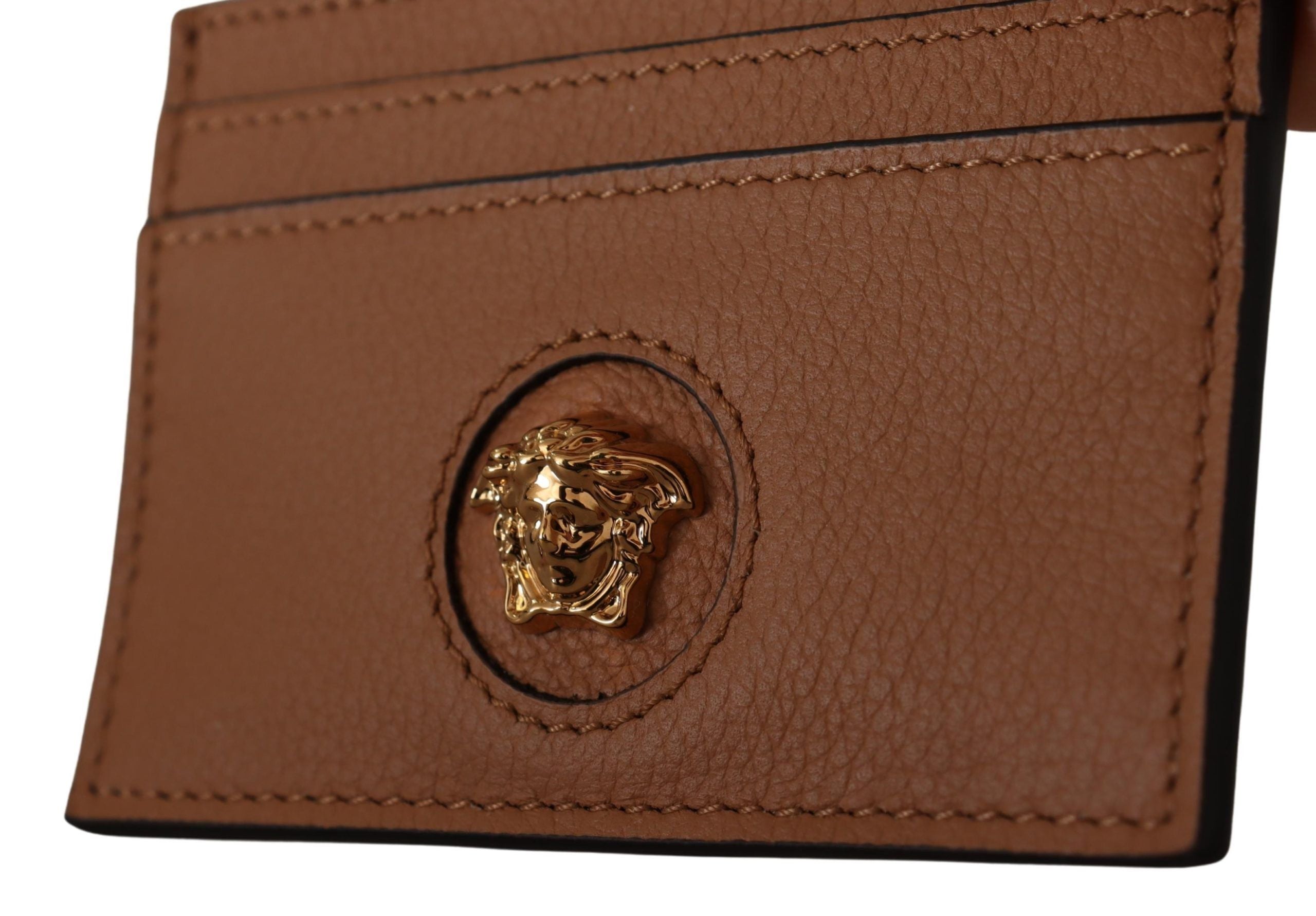 Versace Brown Calf Leather Card Holder Wallet - DEA STILOSA MILANO