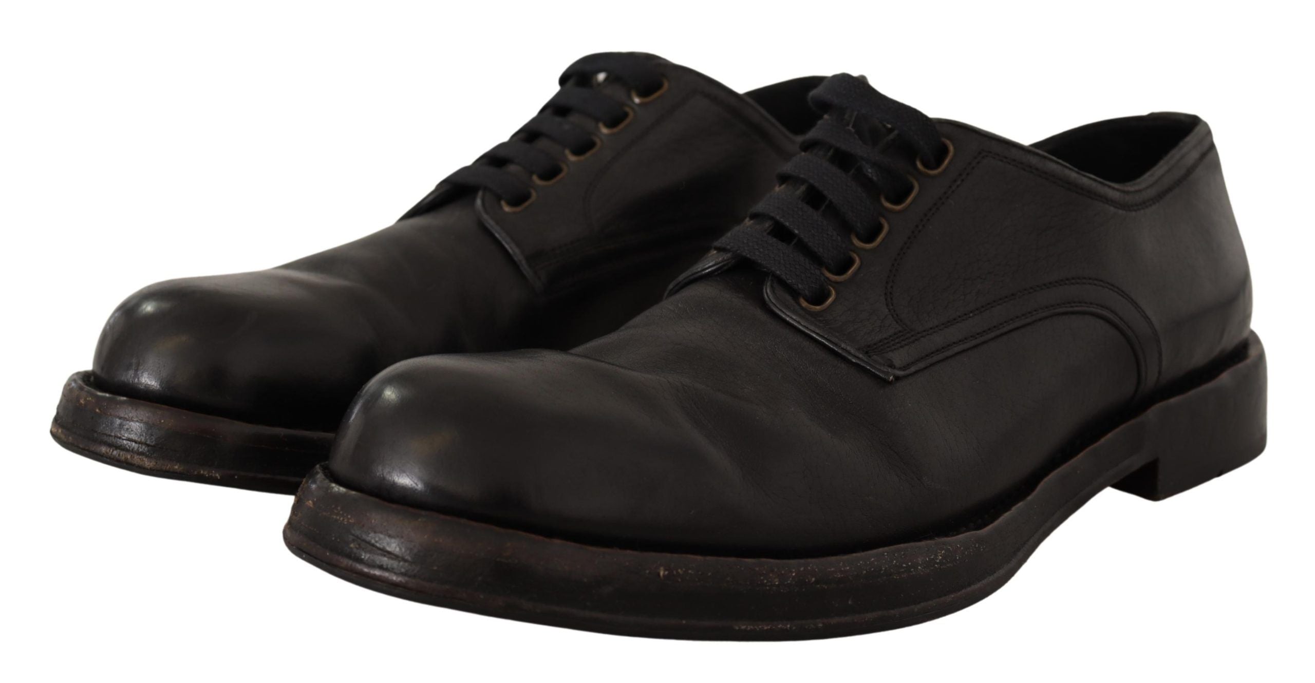 Dolce & Gabbana Black Leather Formal Lace Up Shoes - DEA STILOSA MILANO