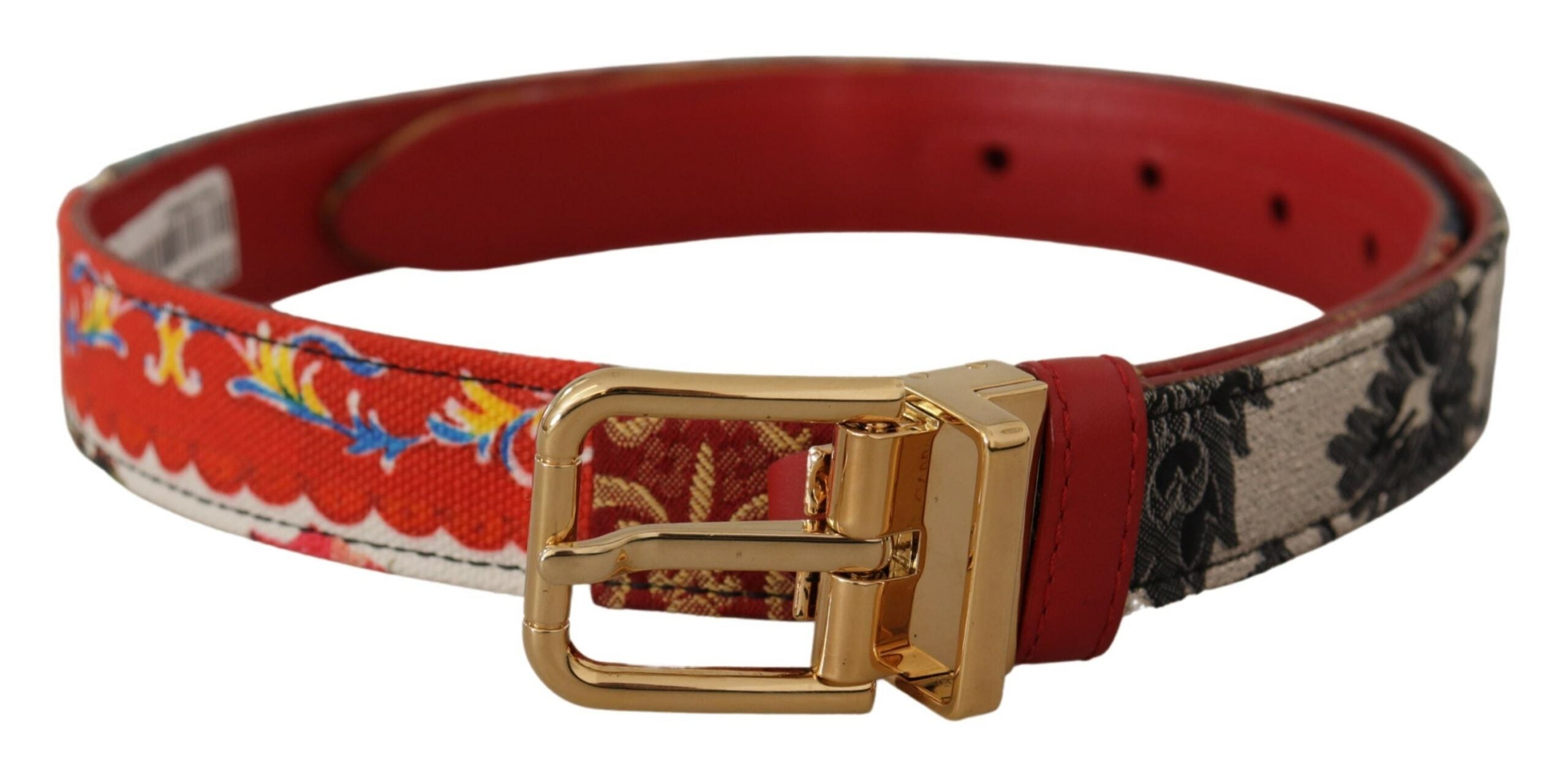 Dolce & Gabbana Multicolor Majolica Patchwork Gold Metal Buckle Belt - DEA STILOSA MILANO