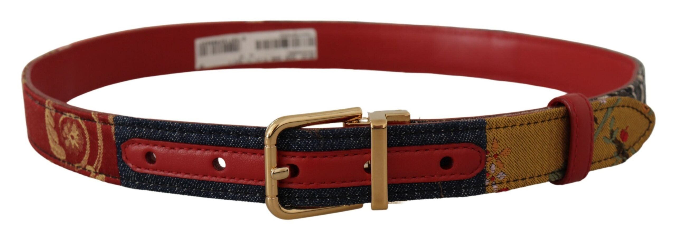 Dolce & Gabbana Multicolor Majolica Patchwork Gold Metal Buckle Belt - DEA STILOSA MILANO