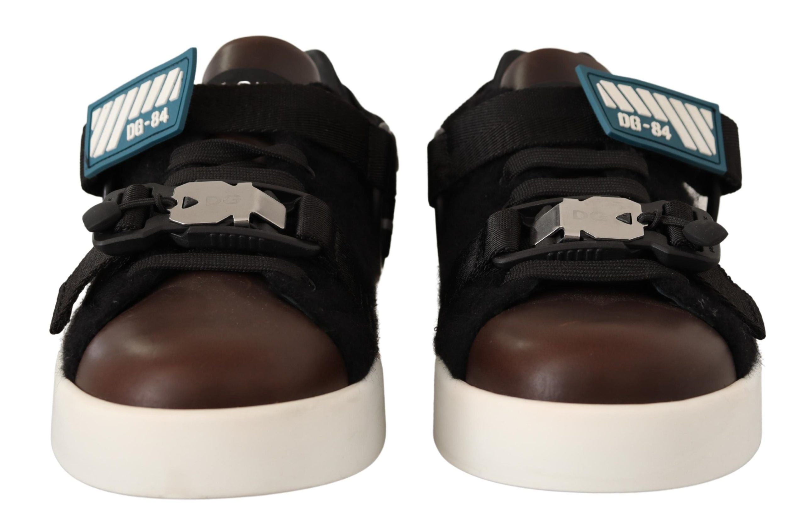Dolce & Gabbana Brown Leather Black Shearling Sneakers - DEA STILOSA MILANO