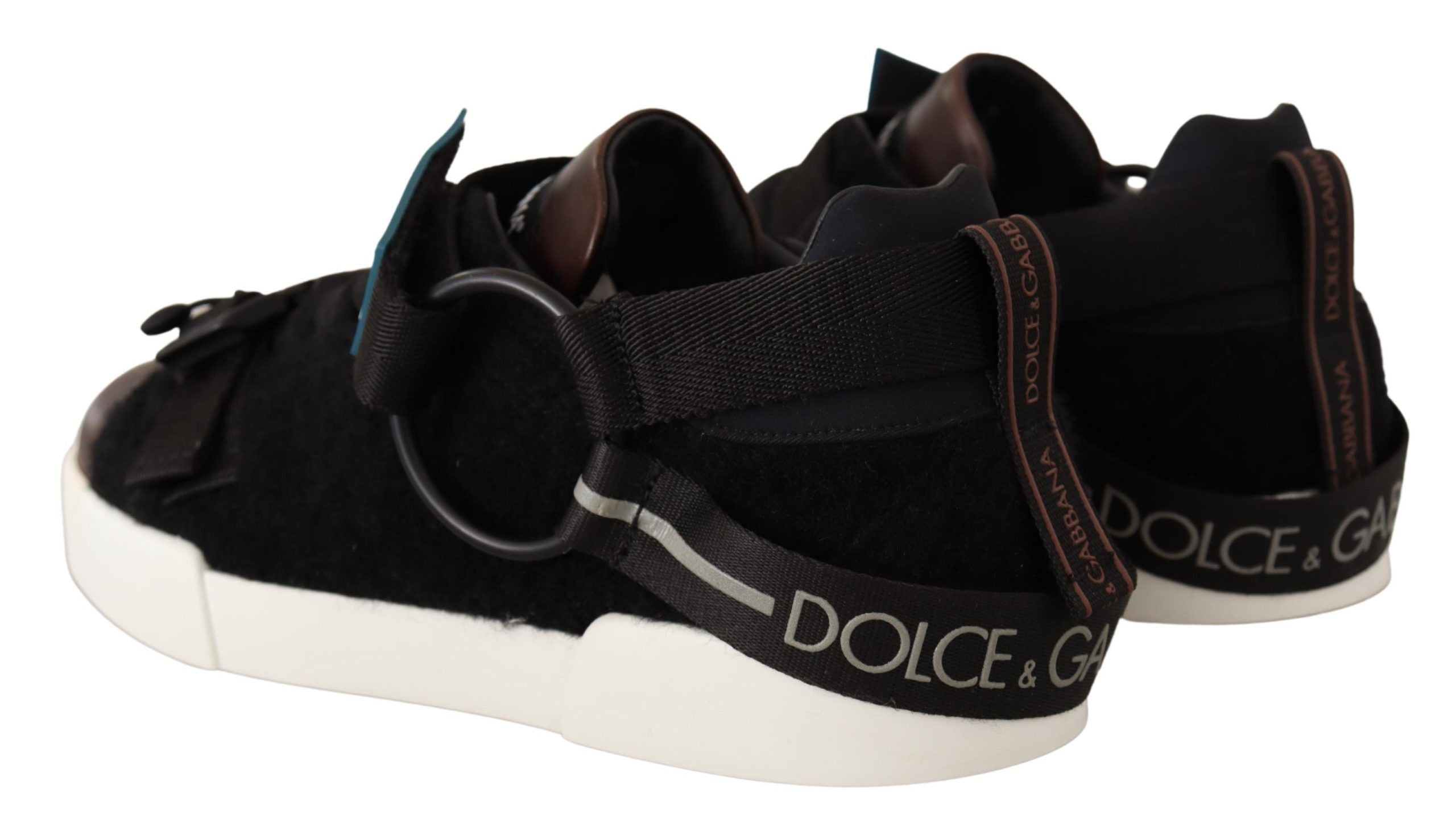 Dolce & Gabbana Brown Leather Black Shearling Sneakers - DEA STILOSA MILANO