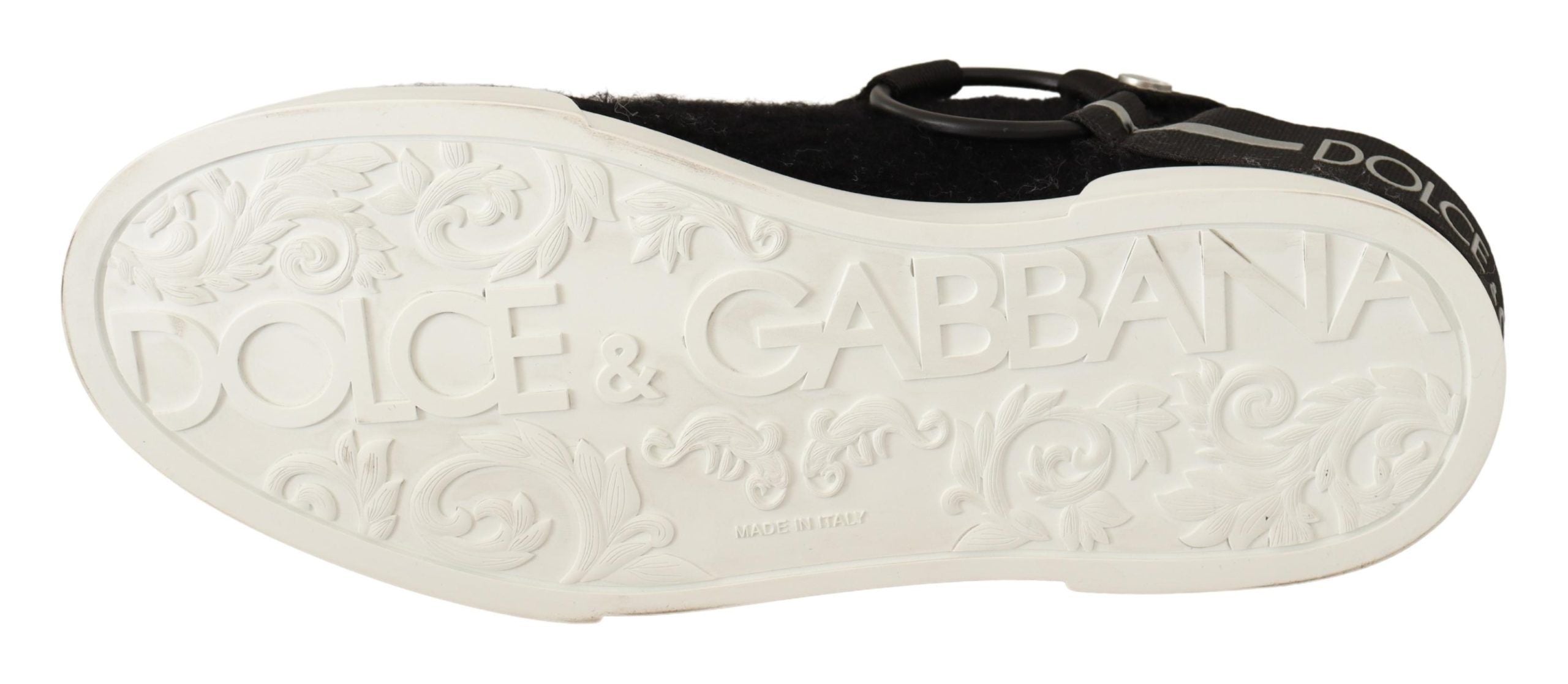 Dolce & Gabbana Brown Leather Black Shearling Sneakers - DEA STILOSA MILANO
