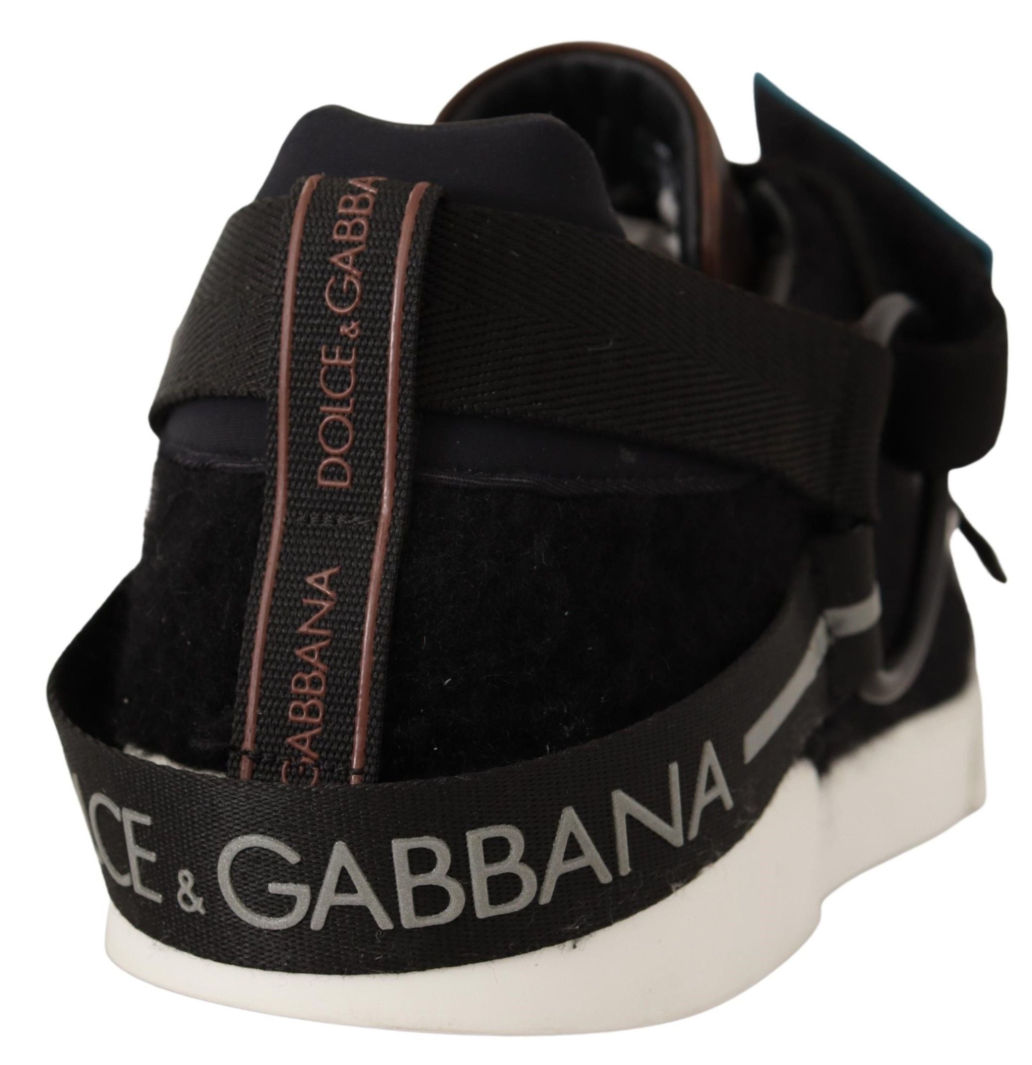 Dolce & Gabbana Brown Leather Black Shearling Sneakers - DEA STILOSA MILANO