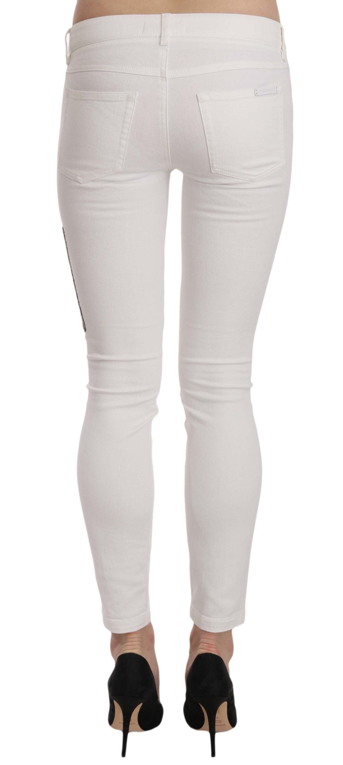 Dolce & Gabbana Queen Of Hearts Crystal Skinny Jeans - DEA STILOSA MILANO