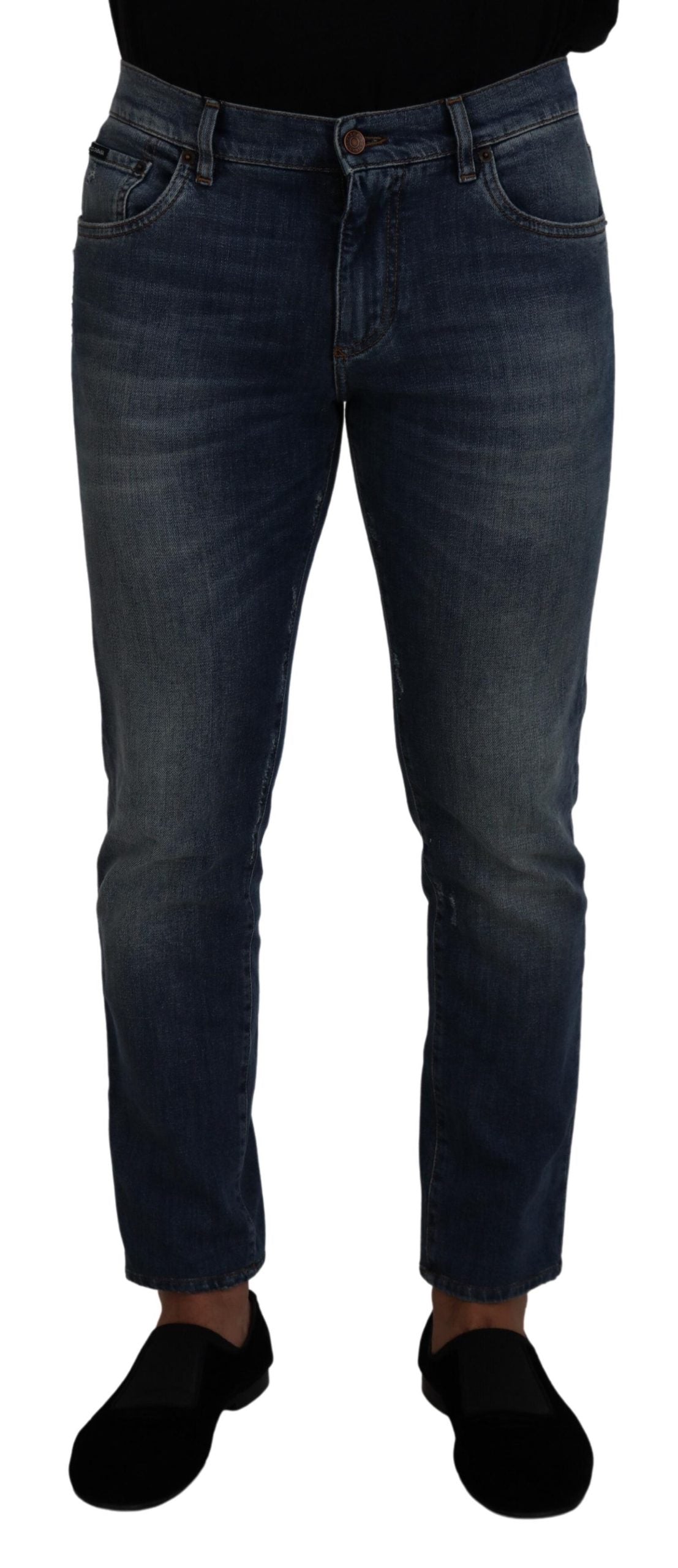 Dolce & Gabbana Blue Washed Cotton Low Waist Denim Jeans - DEA STILOSA MILANO