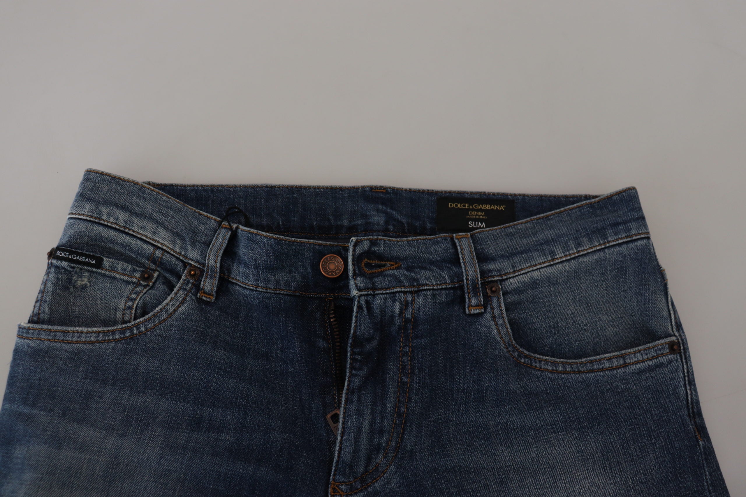 Dolce & Gabbana Blue Washed Cotton Low Waist Denim Jeans - DEA STILOSA MILANO
