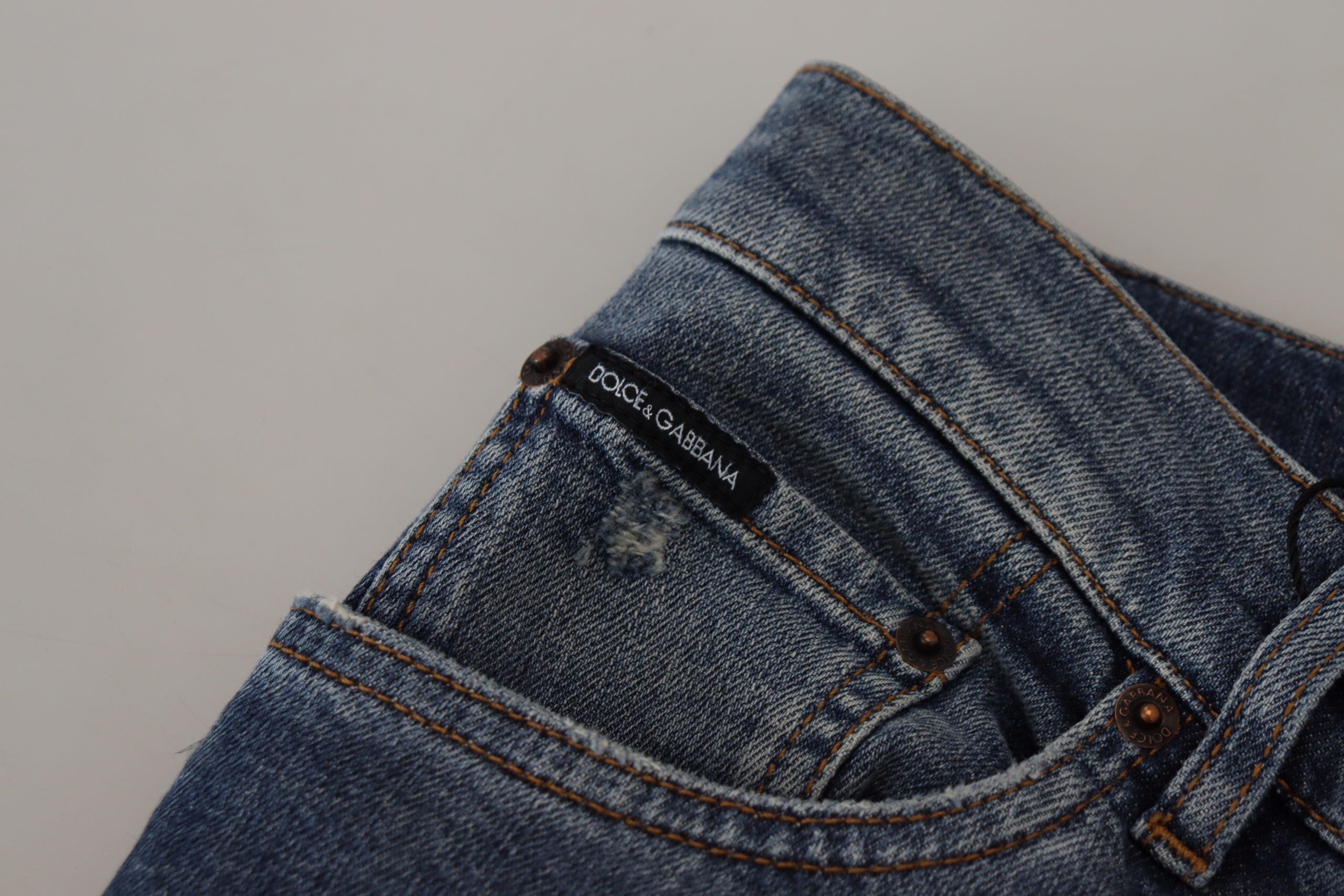 Dolce & Gabbana Blue Washed Cotton Low Waist Denim Jeans - DEA STILOSA MILANO