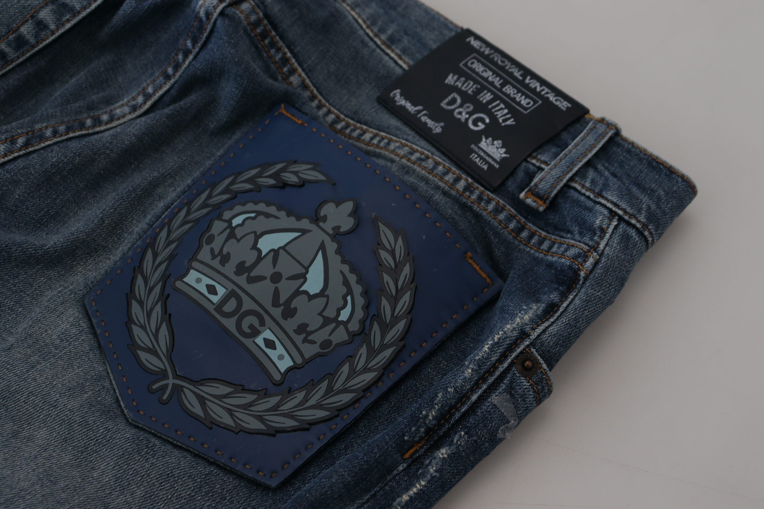 Dolce & Gabbana Blue Washed Cotton Low Waist Denim Jeans - DEA STILOSA MILANO