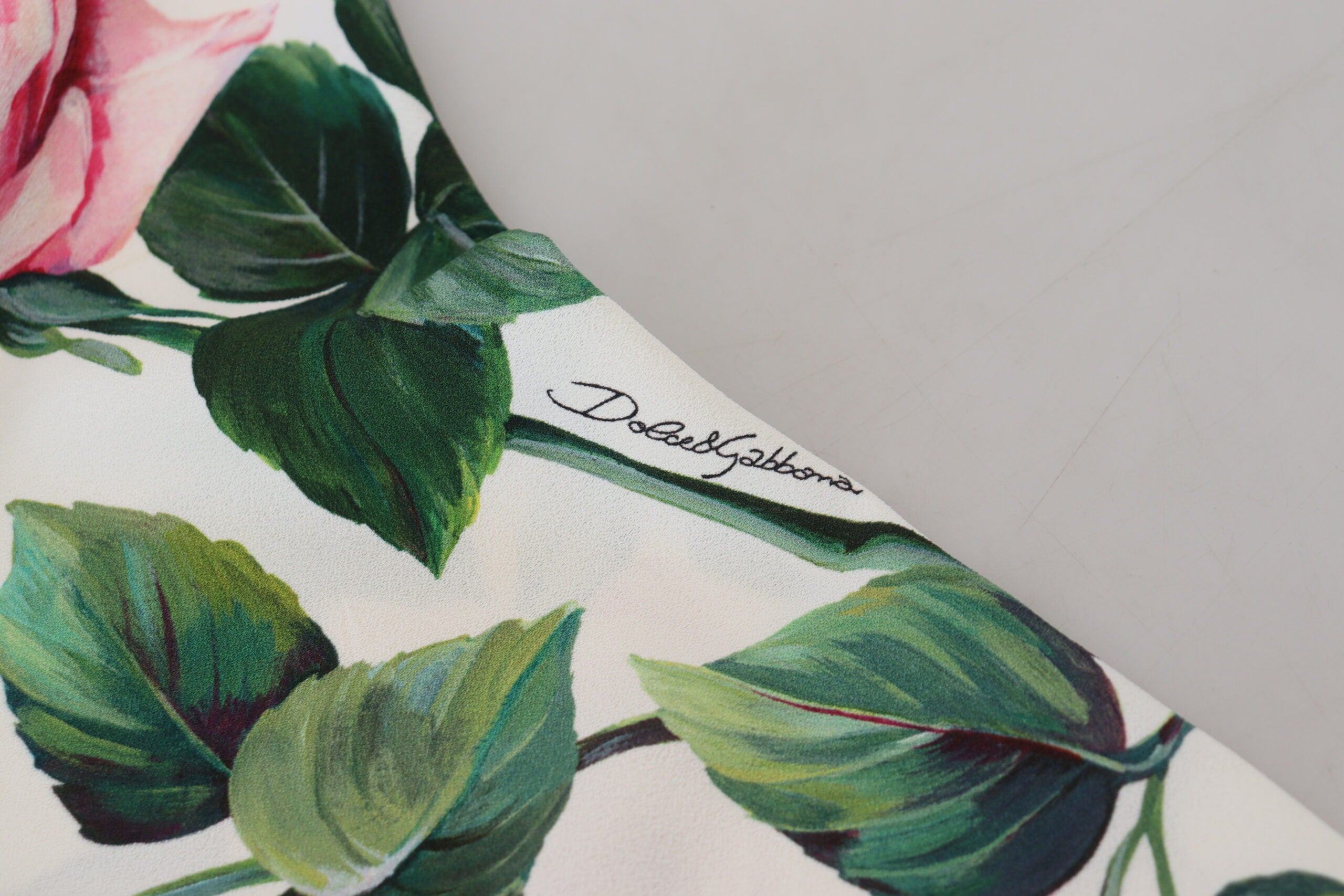 Dolce & Gabbana White Rose Print High Waist Pants - DEA STILOSA MILANO