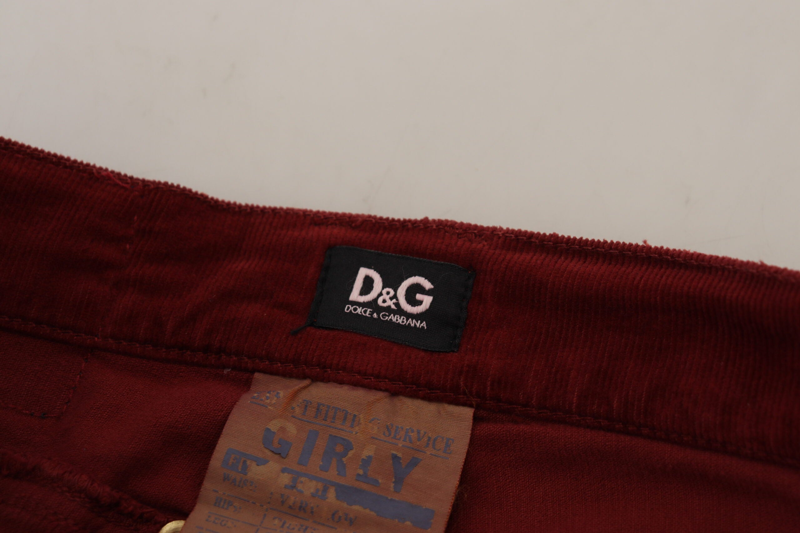 Dolce & Gabbana Maroon Corduroy Slim Fit Women Casual Pants - DEA STILOSA MILANO