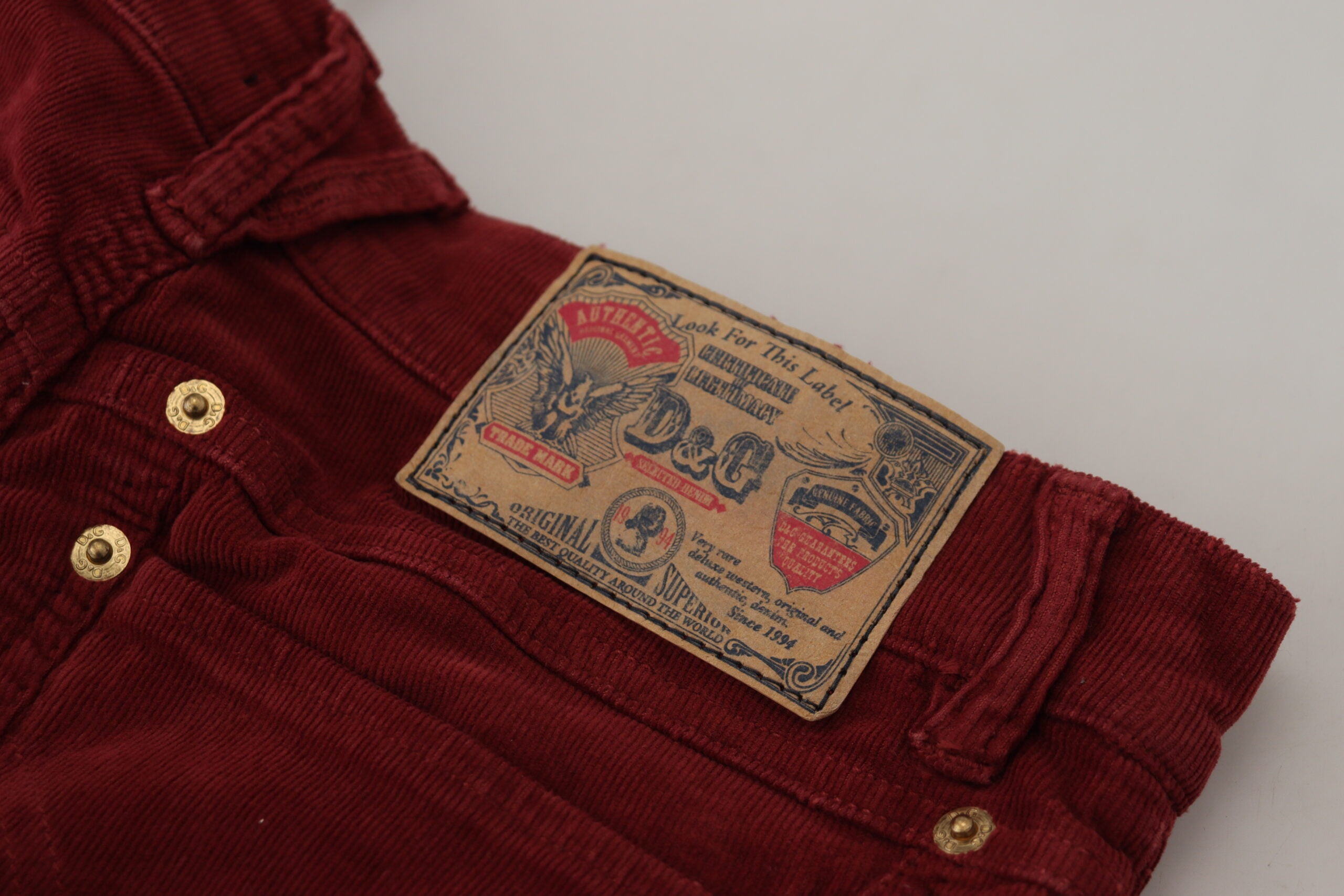 Dolce & Gabbana Maroon Corduroy Slim Fit Women Casual Pants - DEA STILOSA MILANO