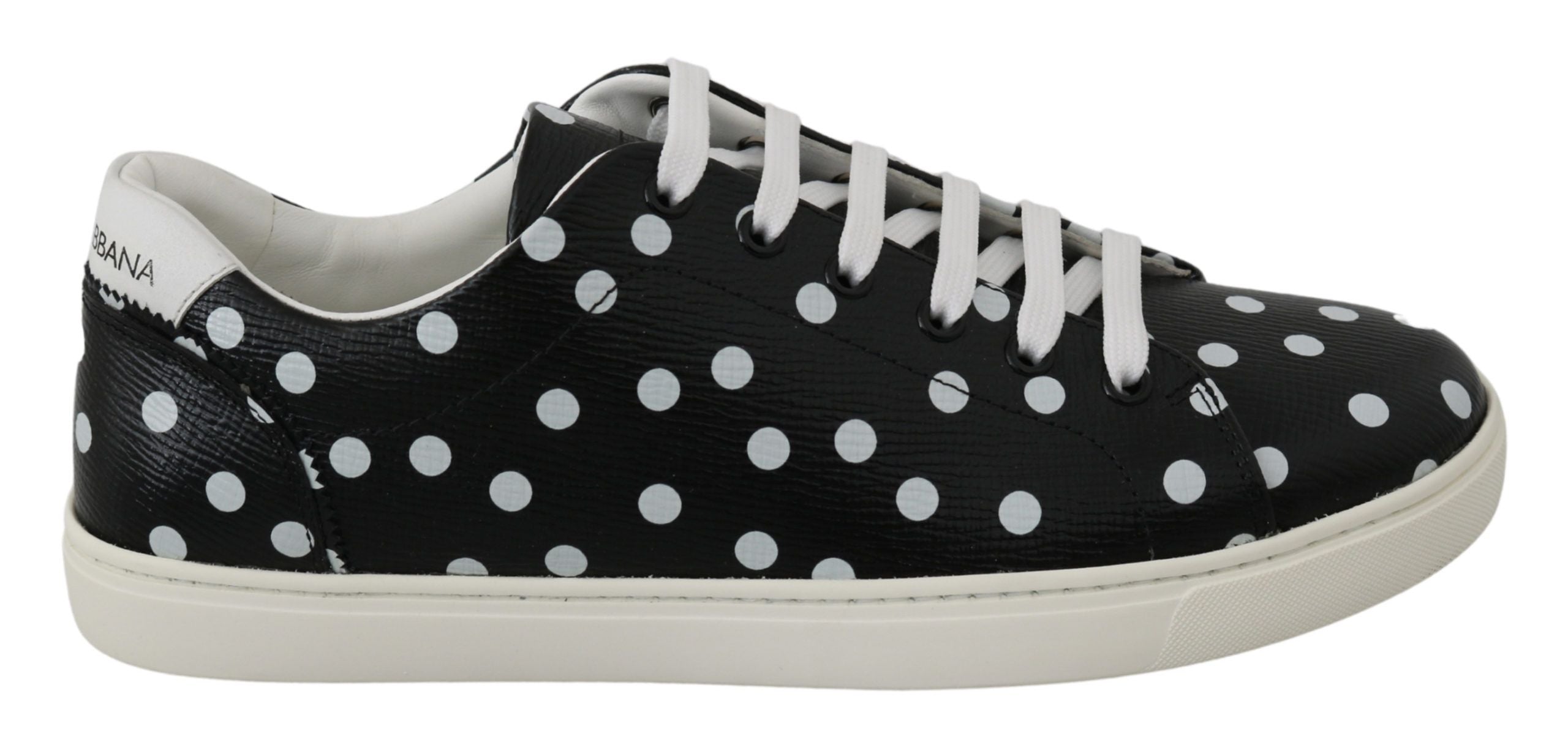 Dolce & Gabbana Black Leather Polka Dots Sneakers Shoes - DEA STILOSA MILANO