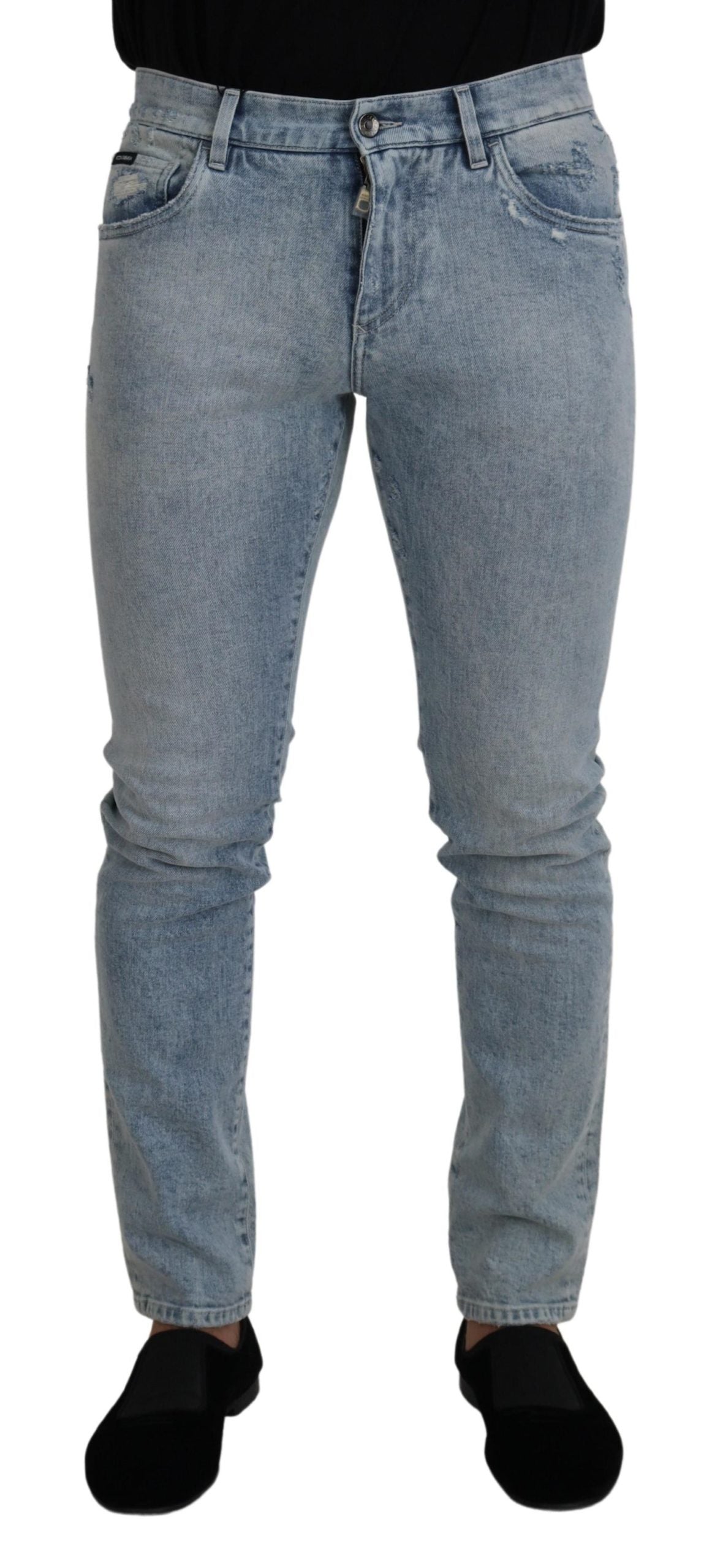 Dolce & Gabbana Light Blue Cotton Slim Fit Denim Jeans - DEA STILOSA MILANO