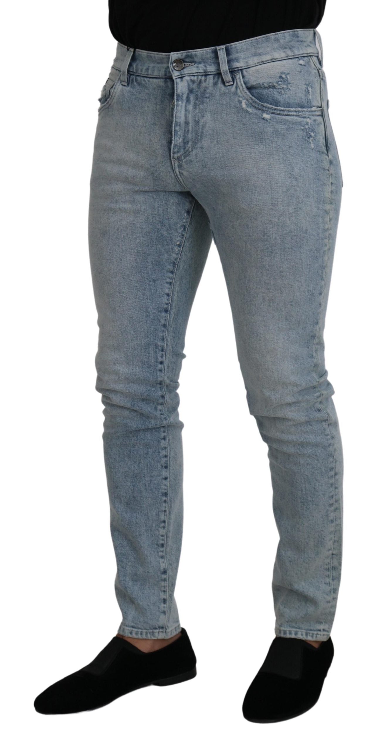 Dolce & Gabbana Light Blue Cotton Slim Fit Denim Jeans - DEA STILOSA MILANO