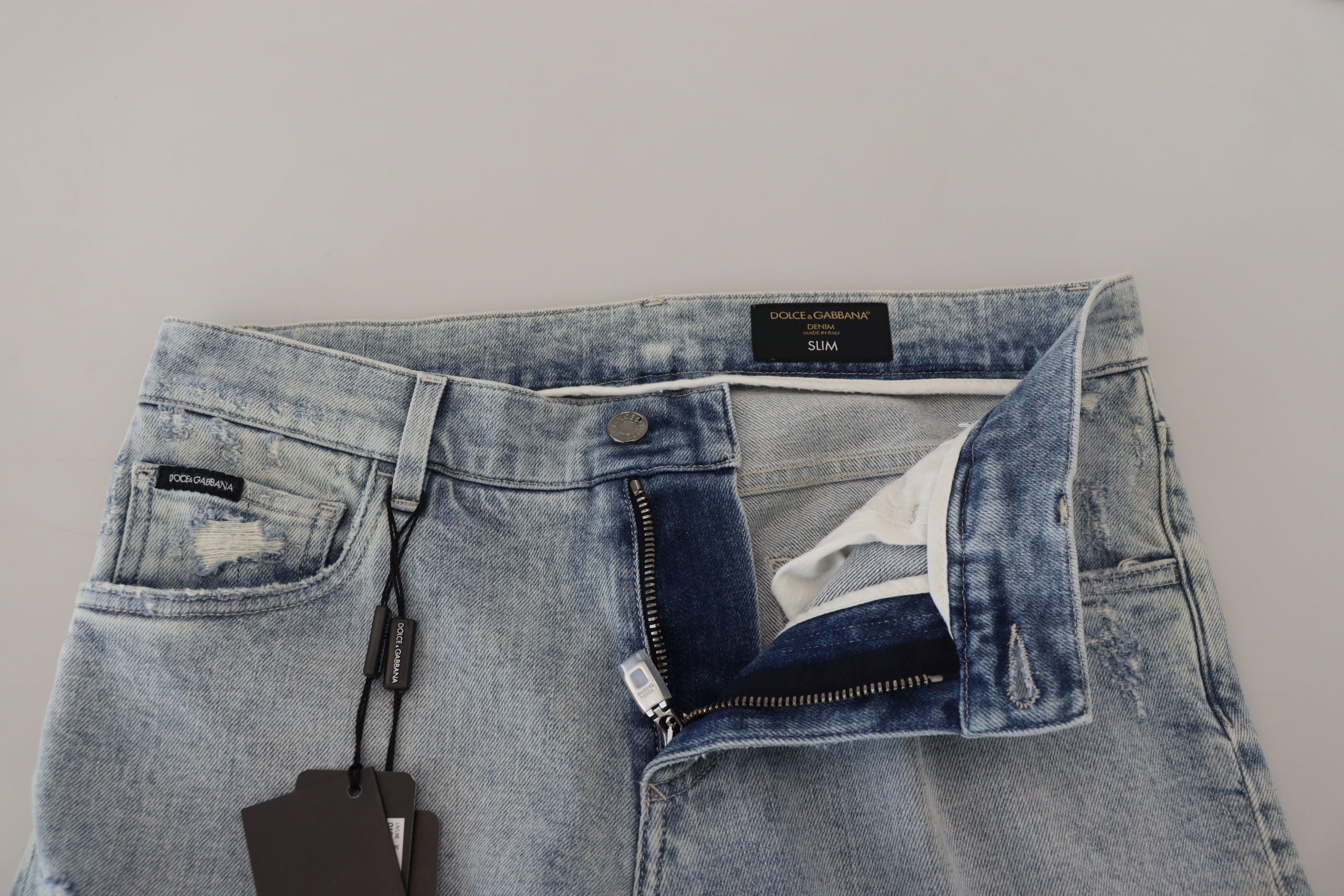 Dolce & Gabbana Light Blue Cotton Slim Fit Denim Jeans - DEA STILOSA MILANO