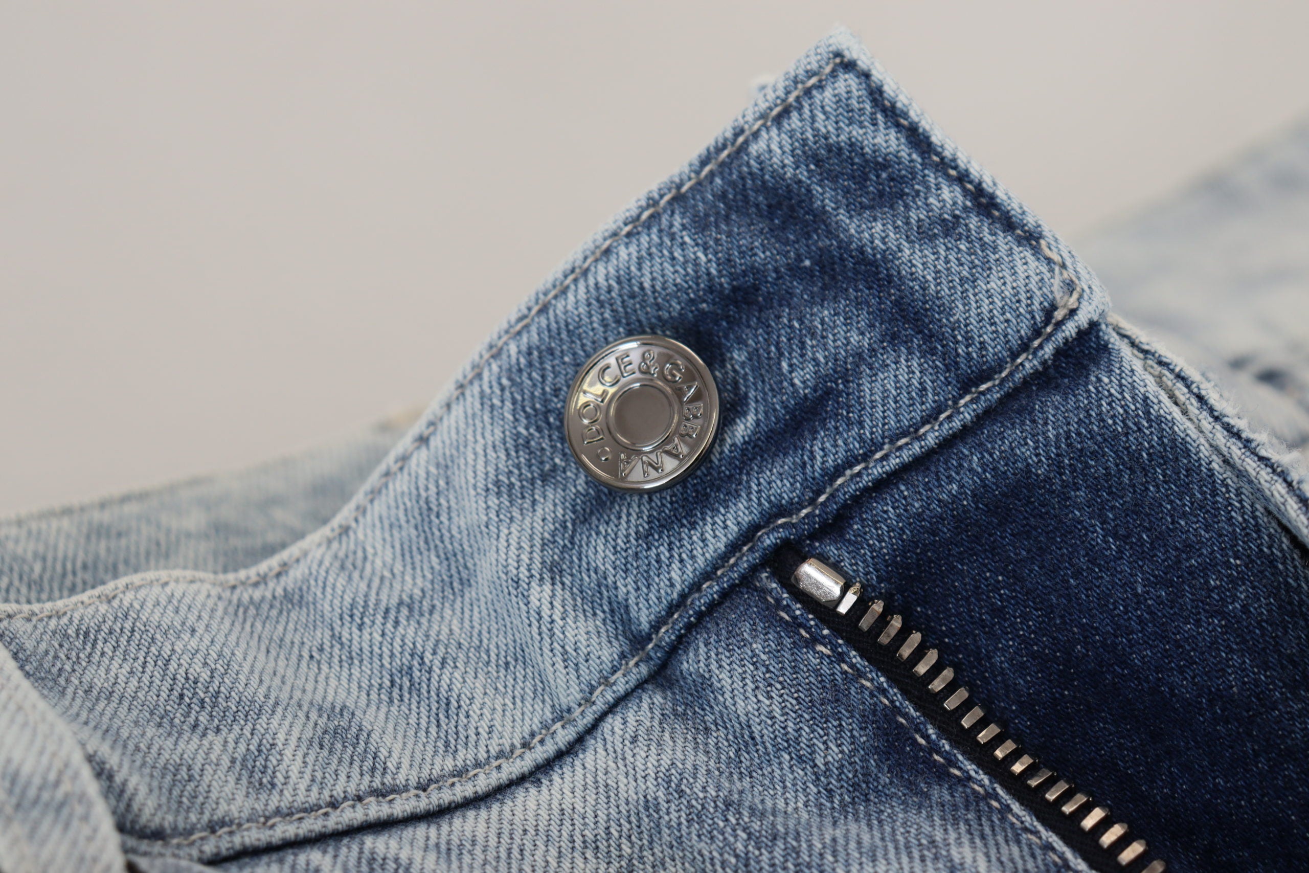 Dolce & Gabbana Light Blue Cotton Slim Fit Denim Jeans - DEA STILOSA MILANO