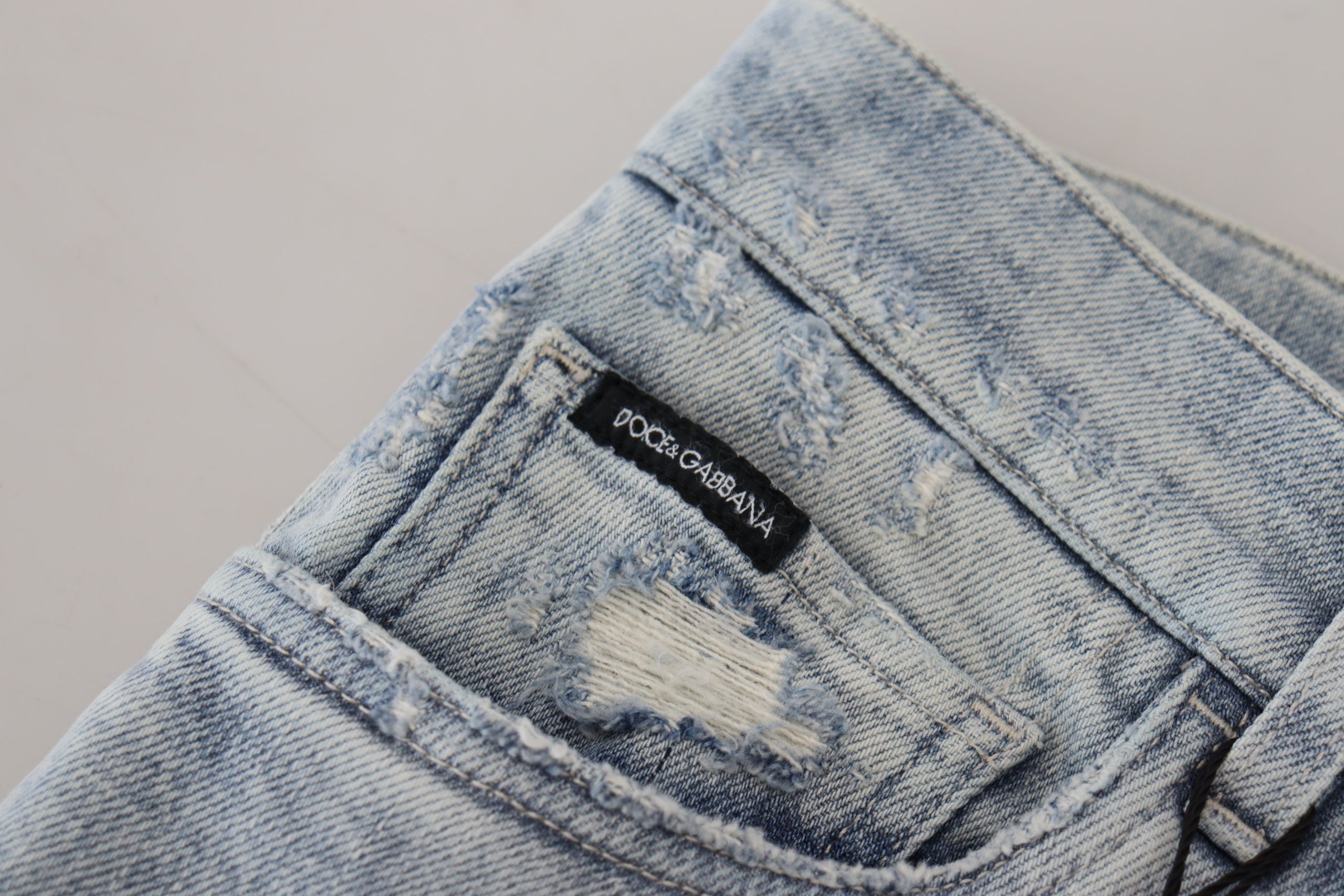 Dolce & Gabbana Light Blue Cotton Slim Fit Denim Jeans - DEA STILOSA MILANO