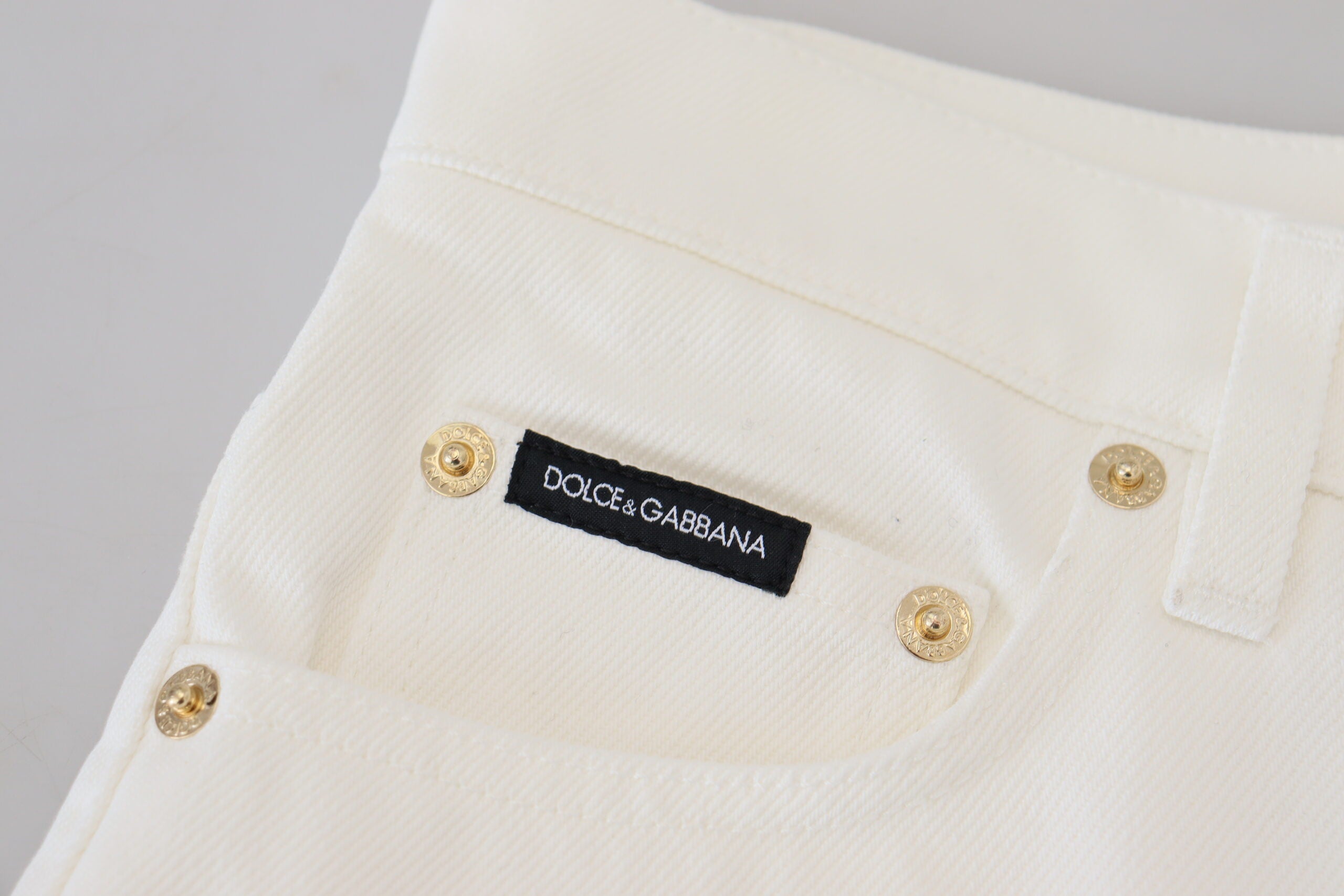 Dolce & Gabbana Off White High Waist Skinny Denim Cotton Jeans - DEA STILOSA MILANO