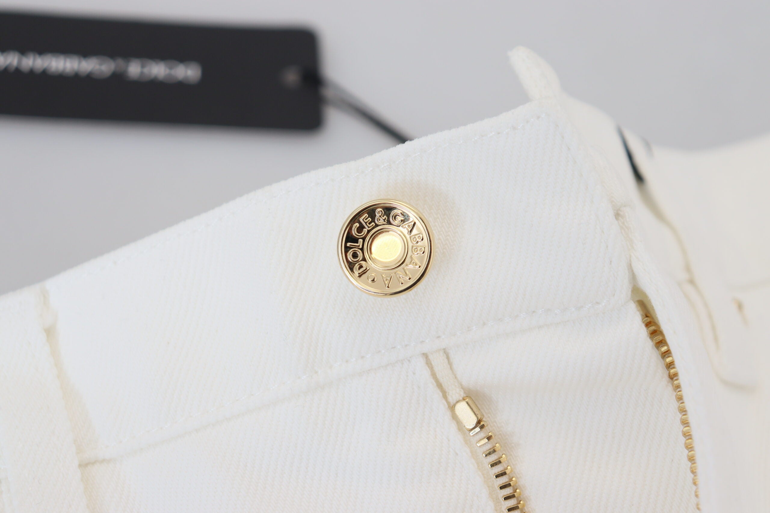 Dolce & Gabbana Off White High Waist Skinny Denim Cotton Jeans - DEA STILOSA MILANO