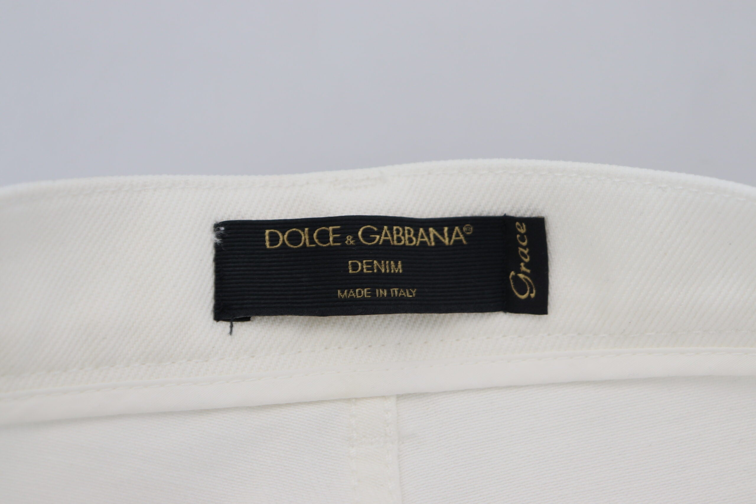 Dolce & Gabbana Off White High Waist Skinny Denim Cotton Jeans - DEA STILOSA MILANO