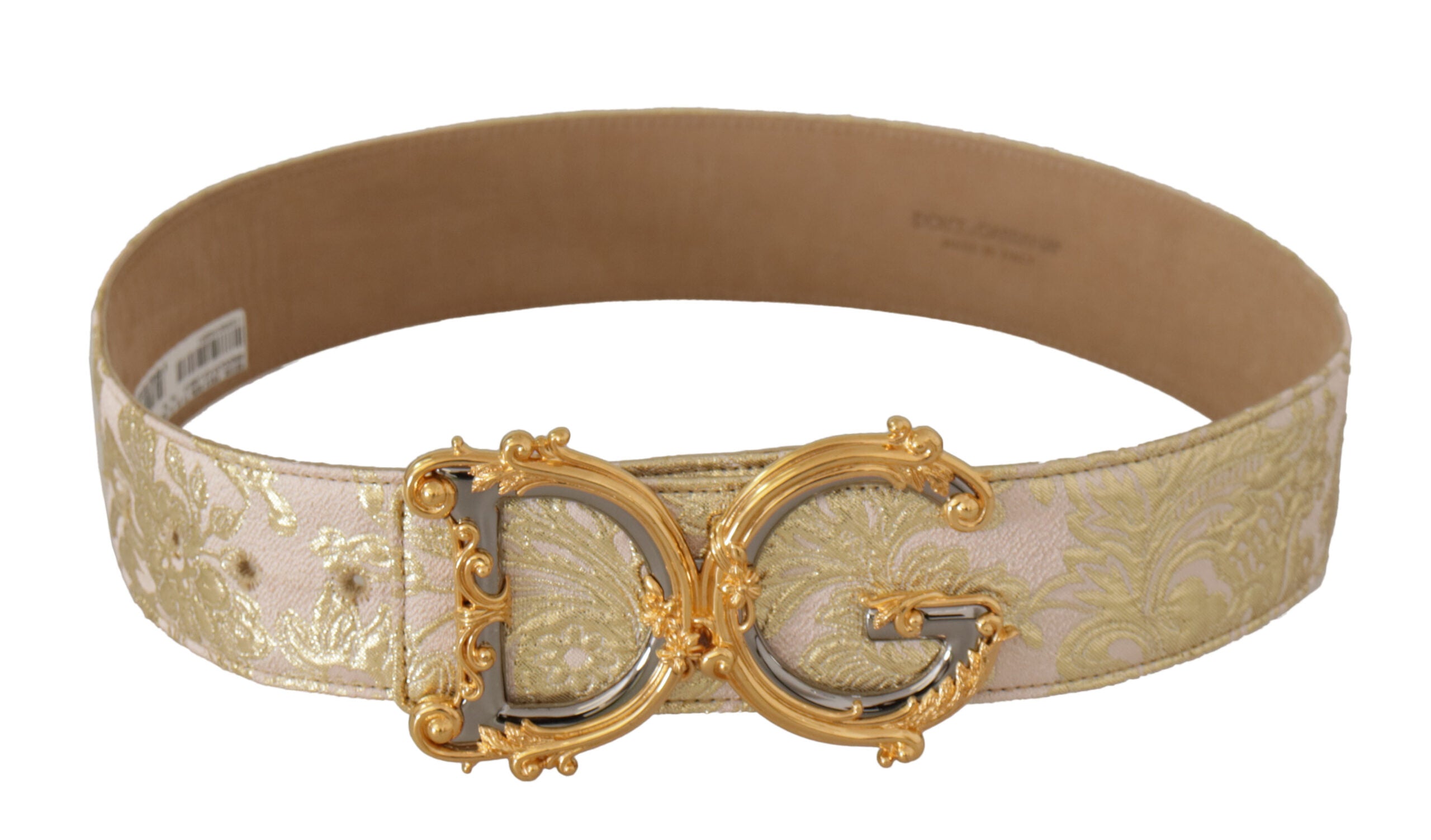 Dolce & Gabbana Pink Wide Waist Jacquard DG Logo Gold Logo Buckle Belt - DEA STILOSA MILANO