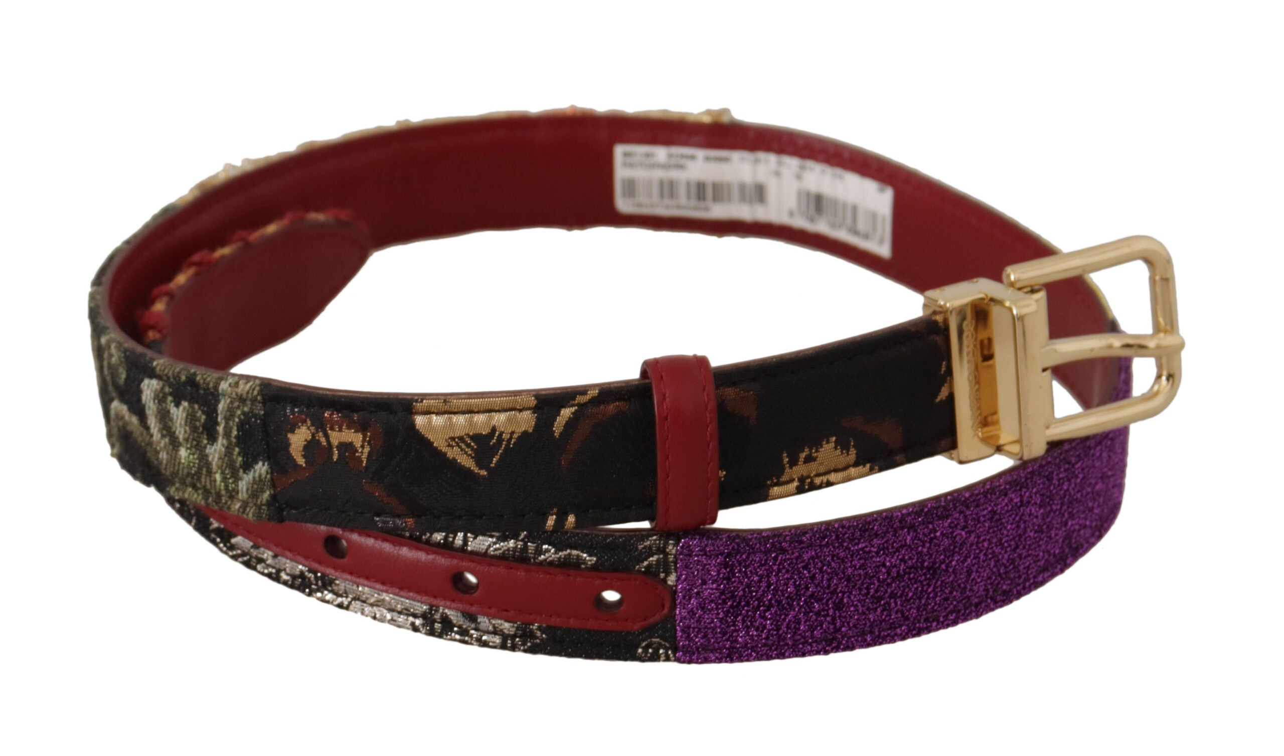 Dolce & Gabbana Multicolor Patchwork Leather Gold Metal Buckle Belt - DEA STILOSA MILANO