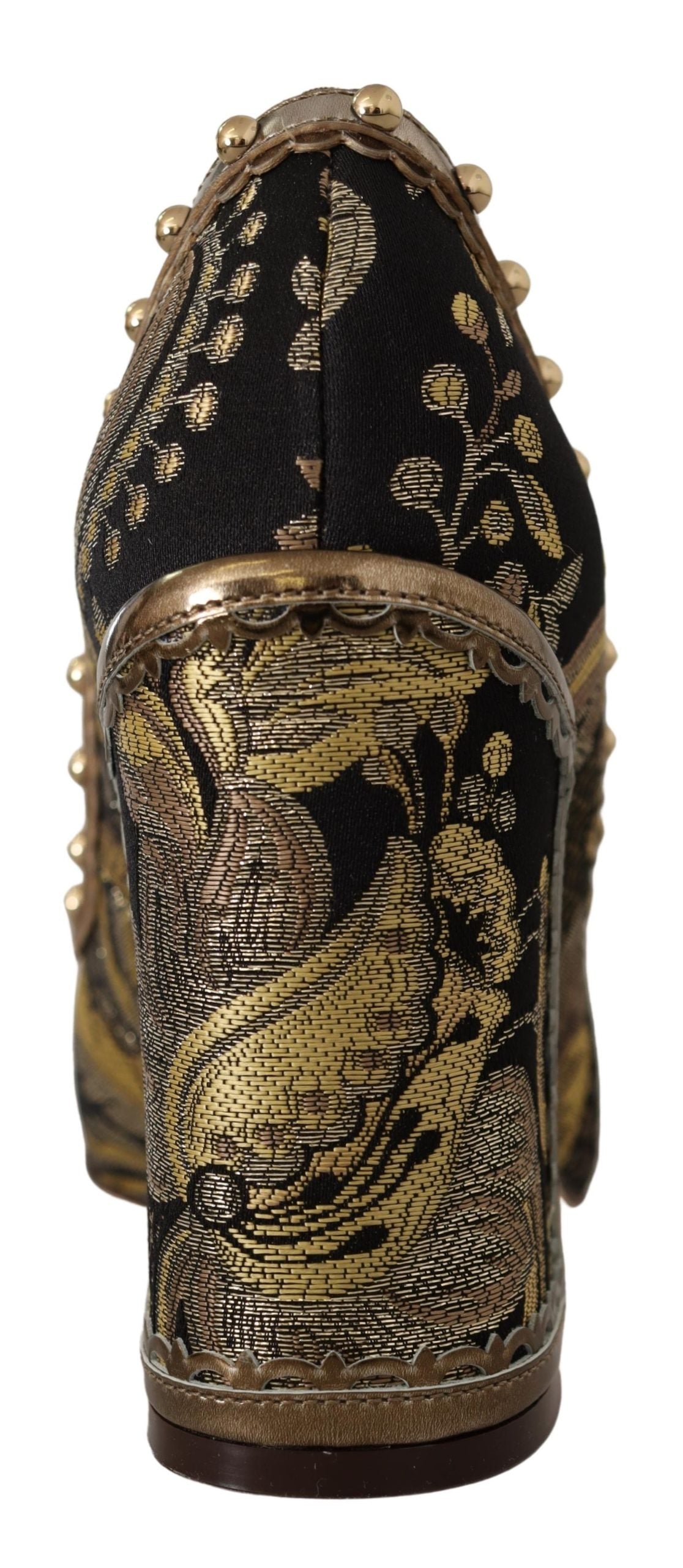 Dolce & Gabbana Gold Crystal Square Toe Brocade Pumps Shoes - DEA STILOSA MILANO