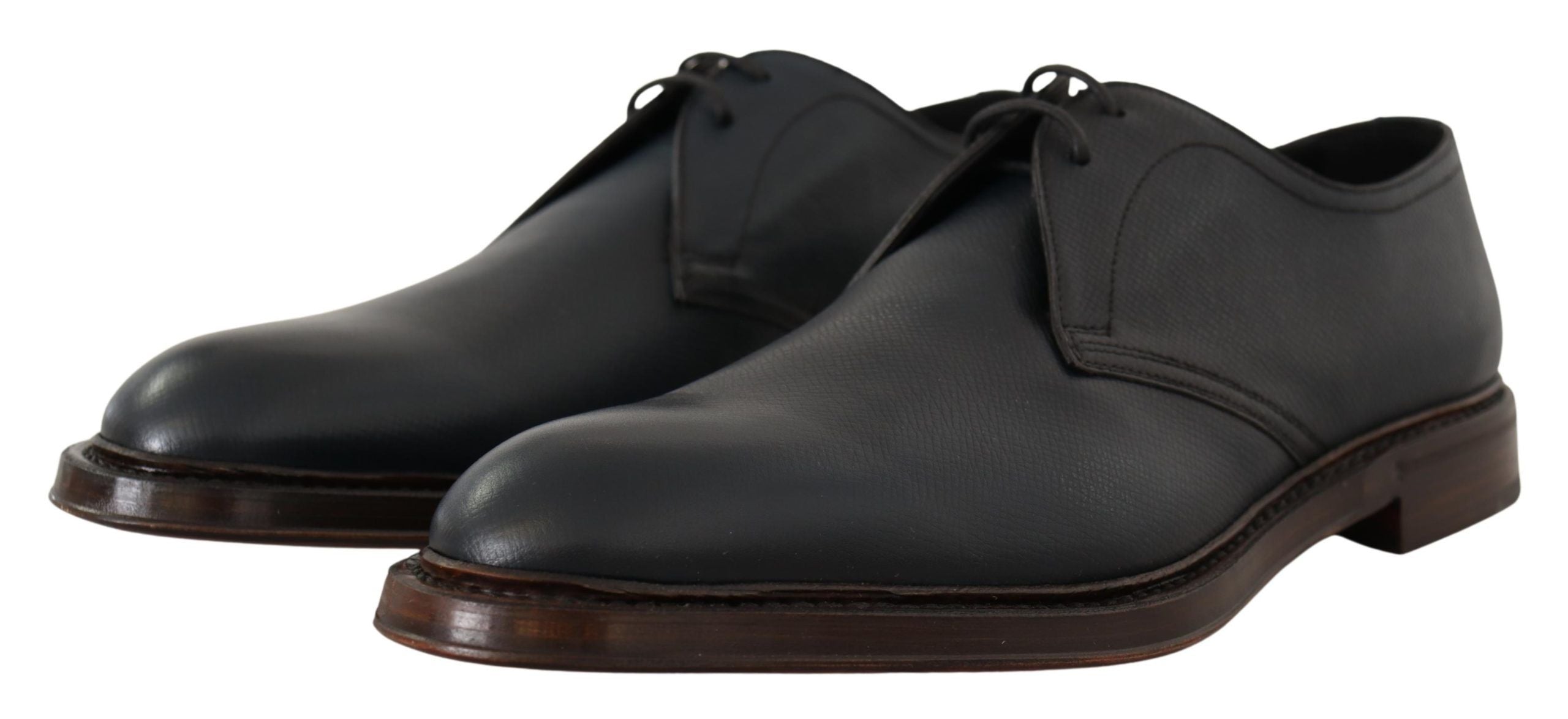 Dolce & Gabbana Blue Leather Derby Formal Shoes - DEA STILOSA MILANO