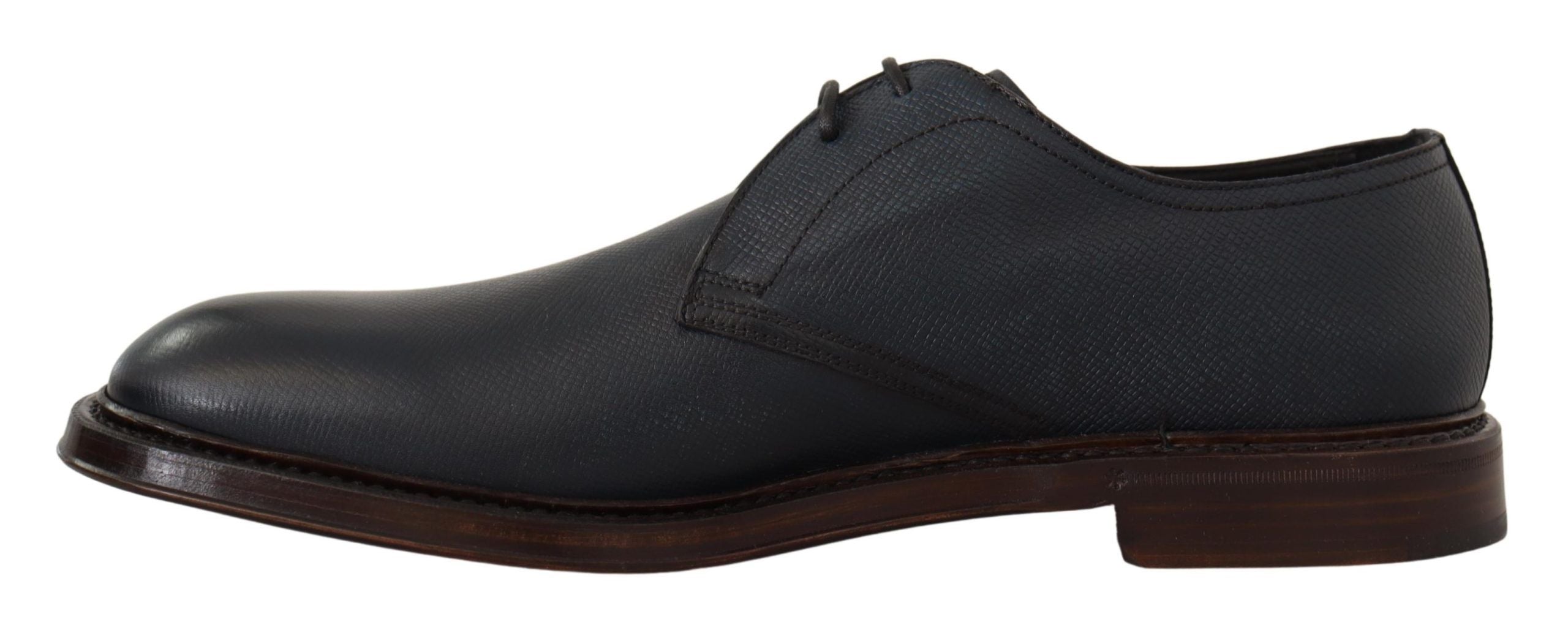 Dolce & Gabbana Blue Leather Derby Formal Shoes - DEA STILOSA MILANO